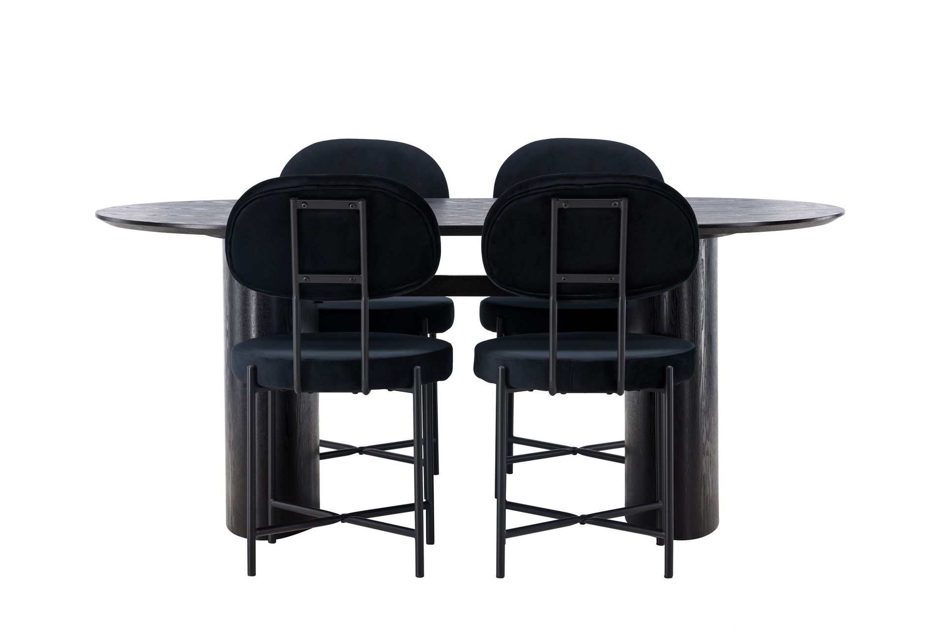 Isolde Matgrupp 180 cm Oval med 4 Stella stolar - Svart