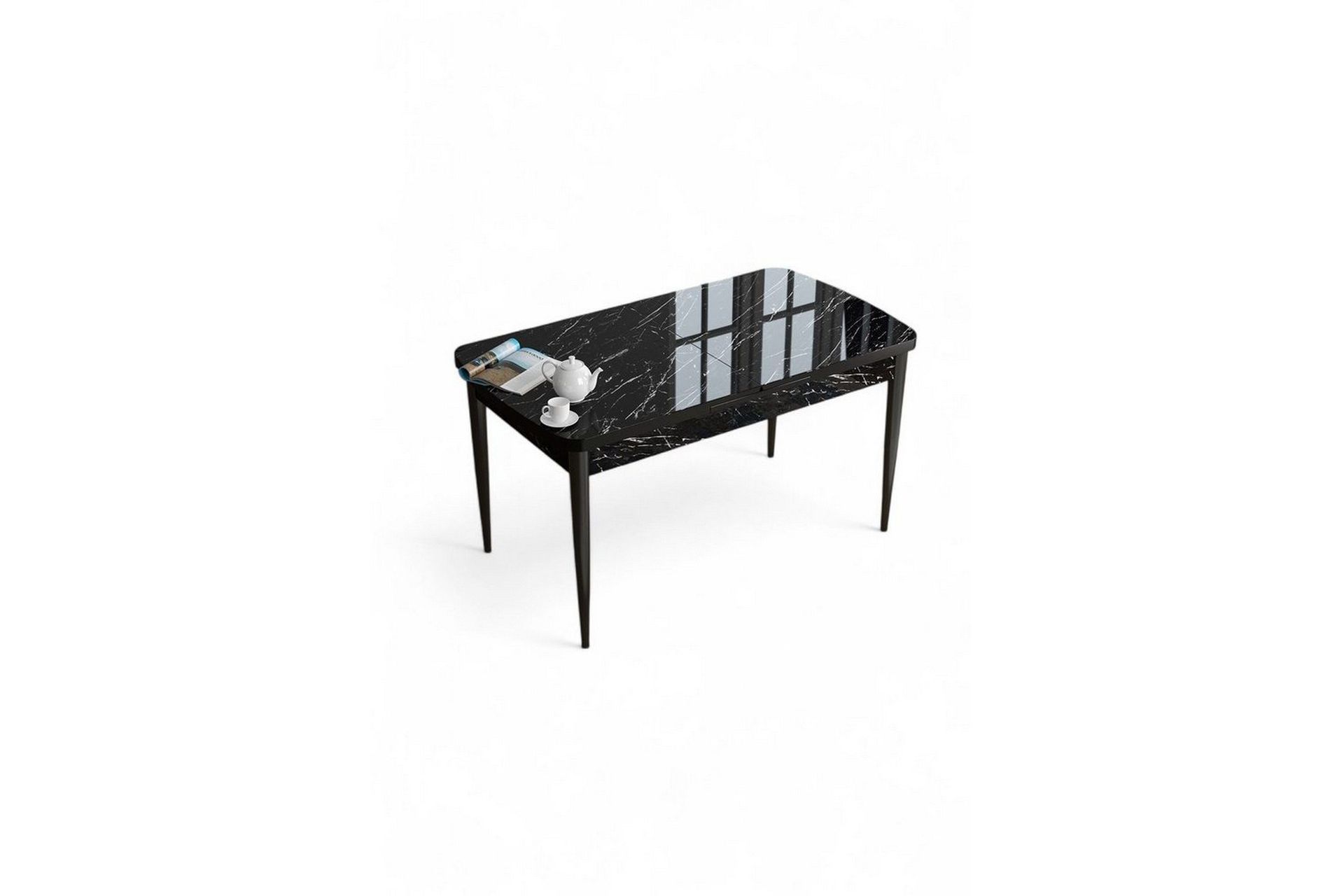Javren Matbord 114 cm Rektangul&auml;r - Svart Marmor/Svart