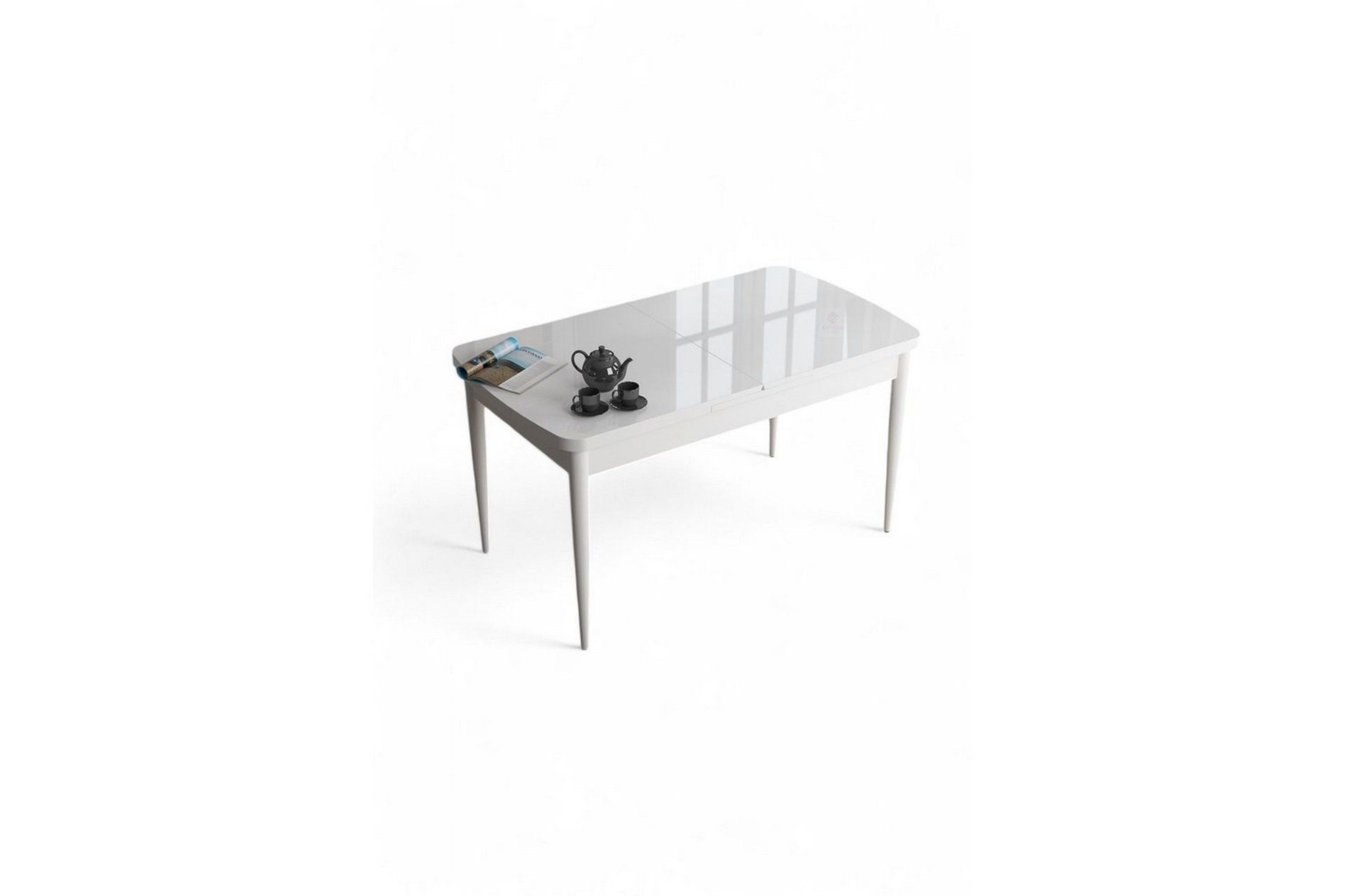 Javren Matbord 114 cm Rektangul&auml;r - Vit Marmor/Vit