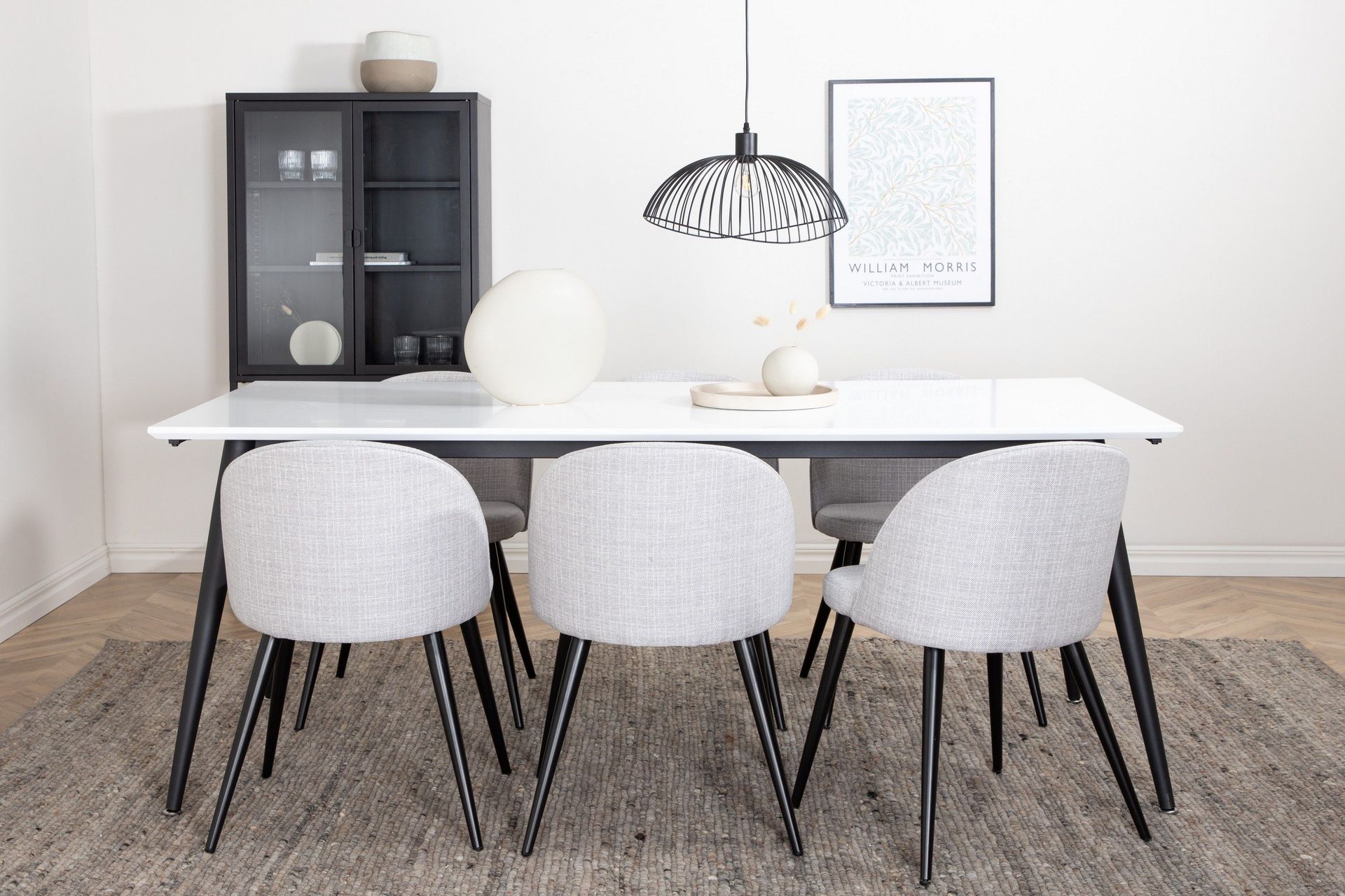 Jimms Matgrupp 195 cm Rektangul&auml;r med 6 Sedavi Stolar - Svart