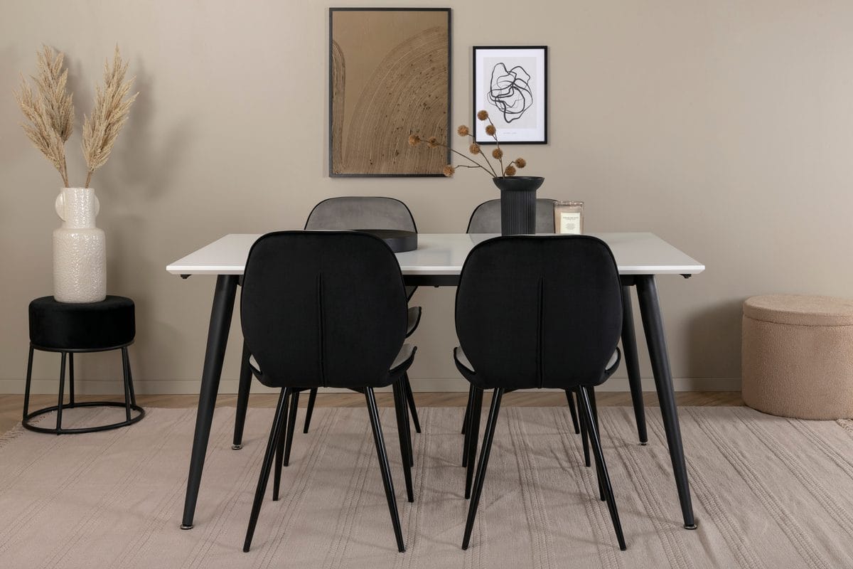 Jimmy F&ouml;rl&auml;ngningsbart Matbord 150 cm med 4 Emma Matstol -