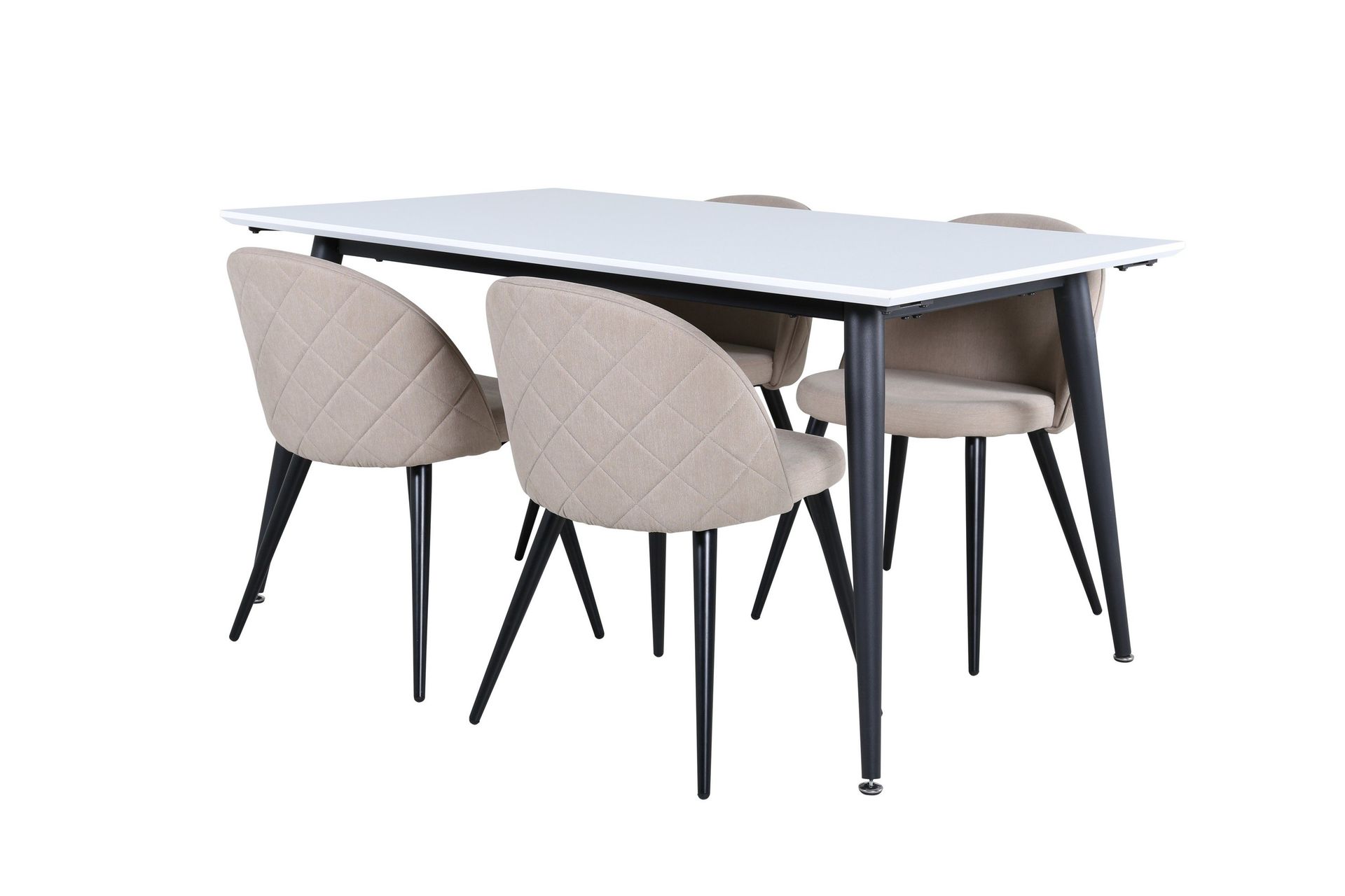 Jimmy Matgrupp 150 cm Rektangul&auml;r med 4 Velvet stolar - Beige