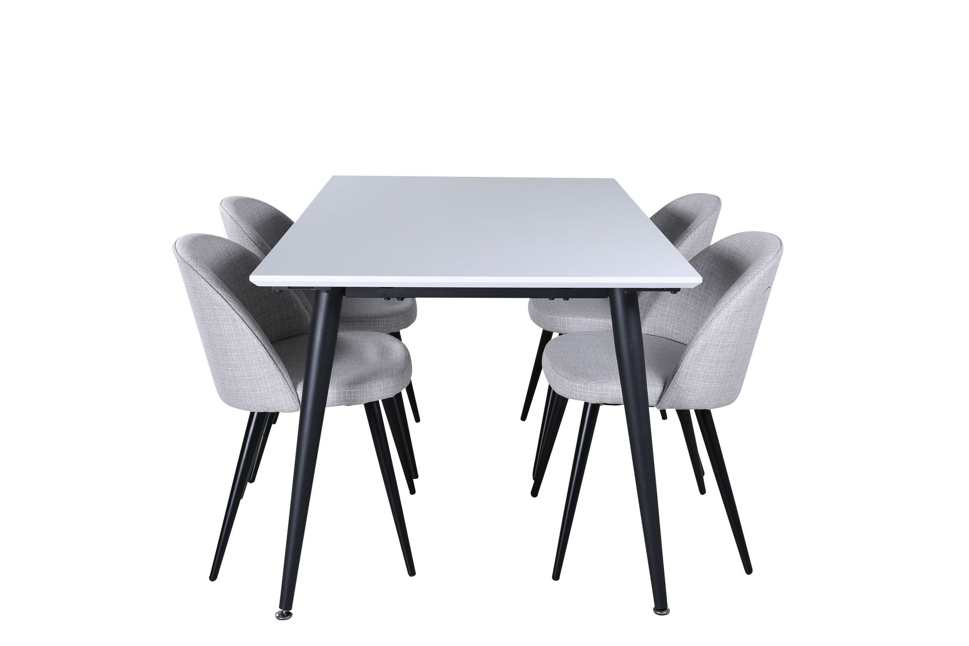 jimmy matgrupp 150 cm rektangulär med 4 velvet stolar - svart