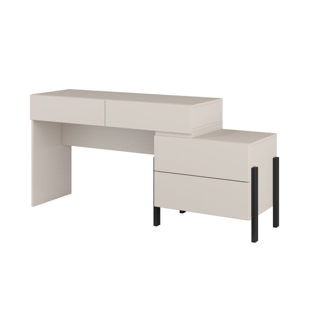 Jukon S Sminkbord med 4 Lådor i Trä med Metallben - Ljusbeige