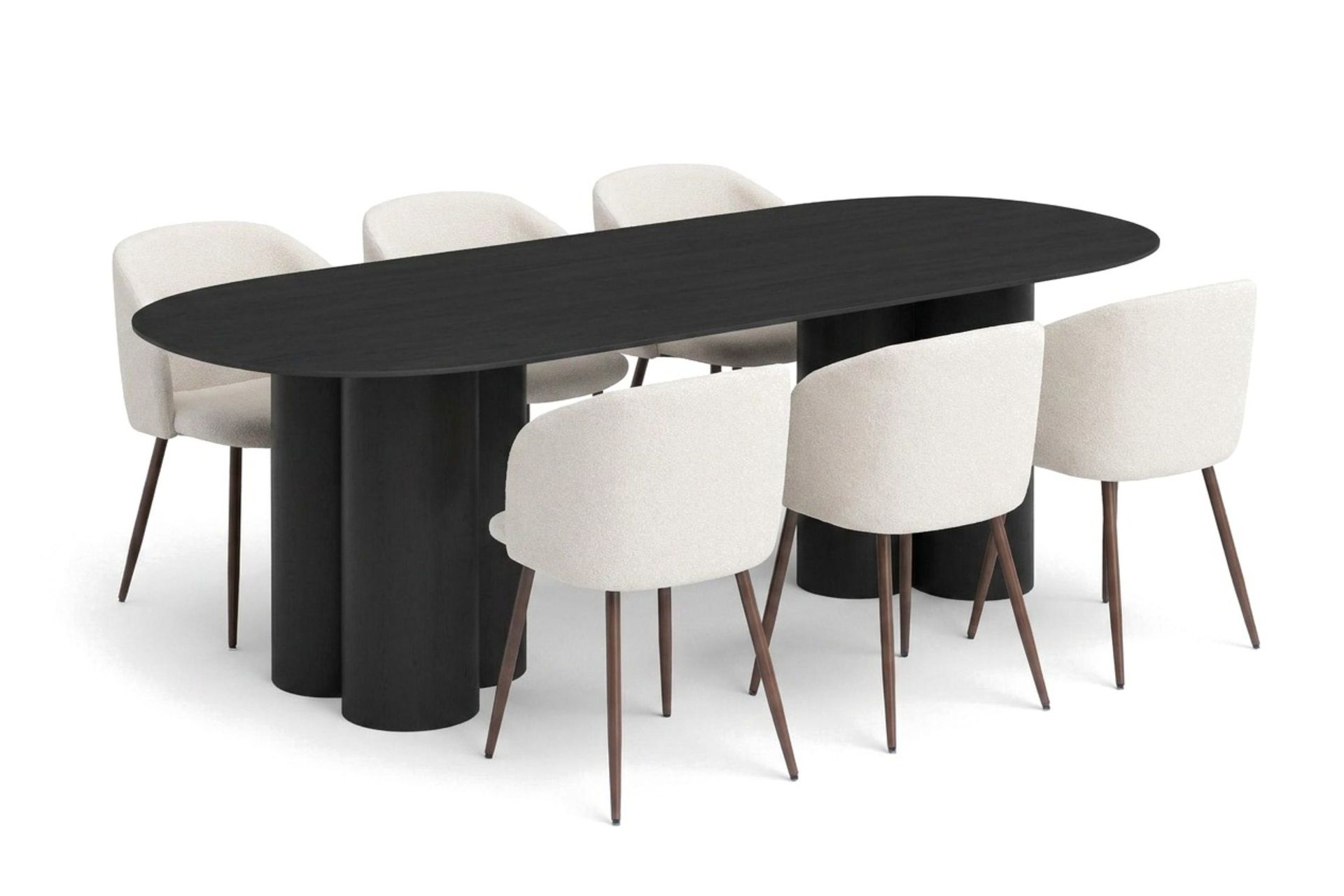 Juno Matgrupp rektangulärt 220 cm Svart med 6 Greya Matstolar - Svart