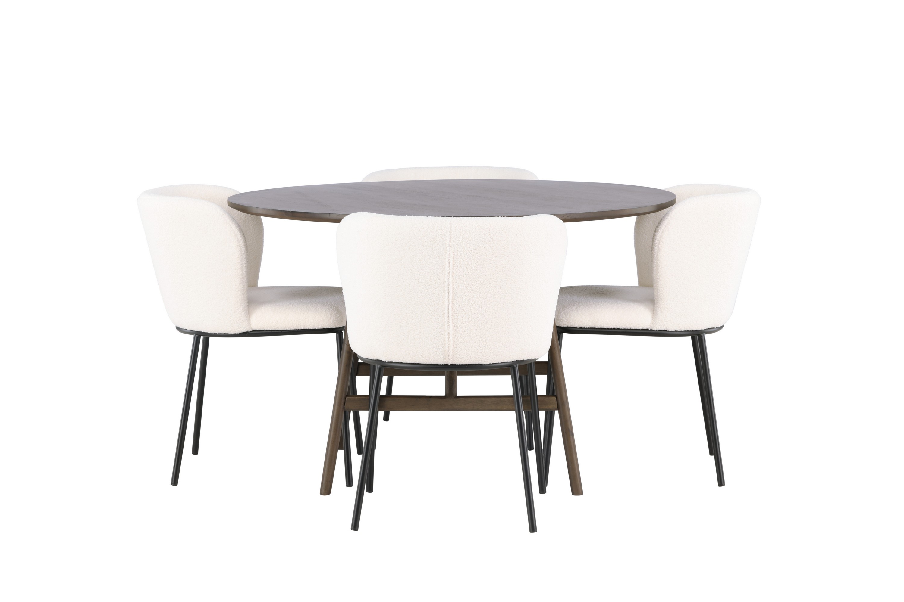 kaseidon matgrupp 100 cm rund med 4 edina stolar - mörkbrun