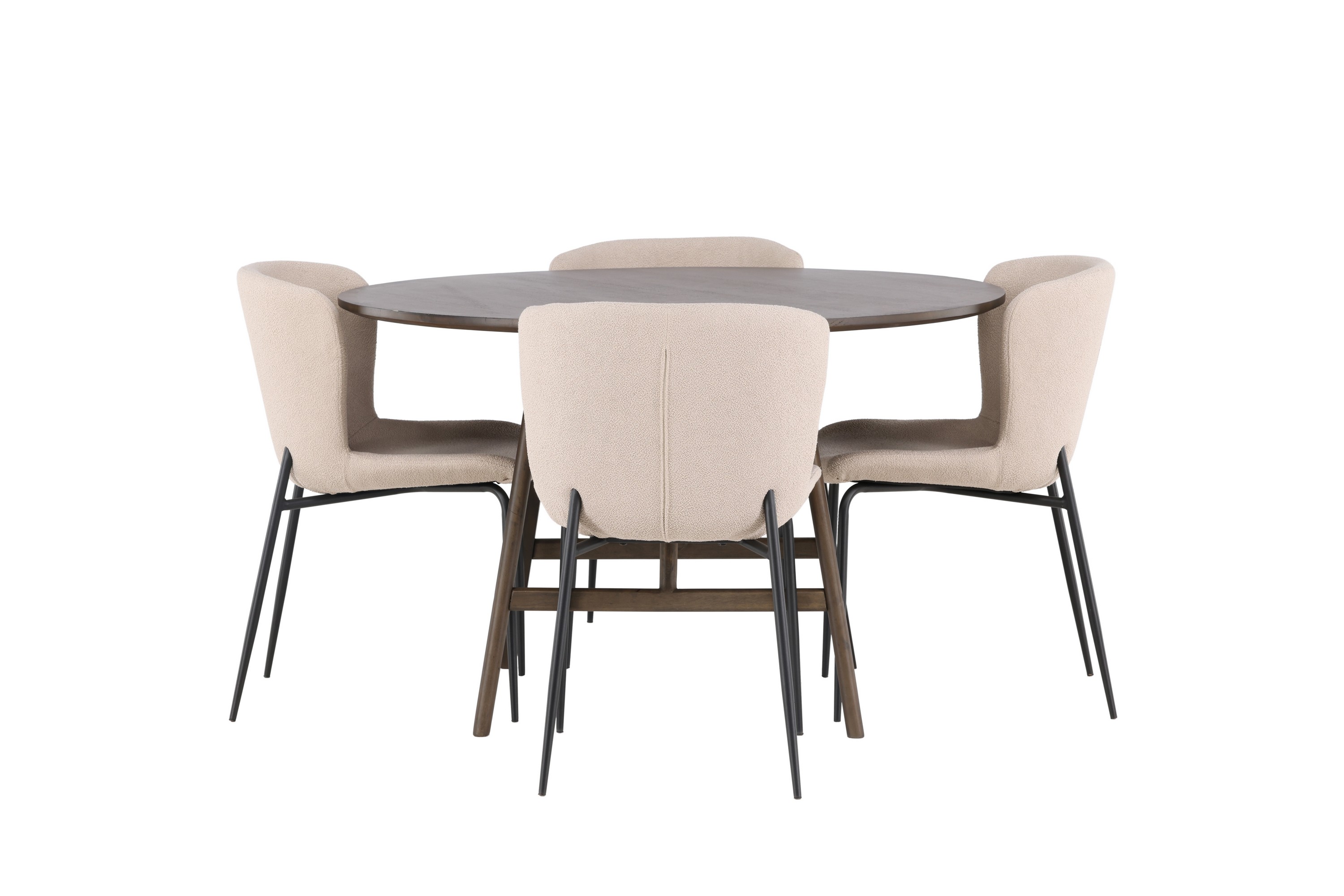 kaseidon matgrupp 100 cm rund med 4 modesto stolar - beige