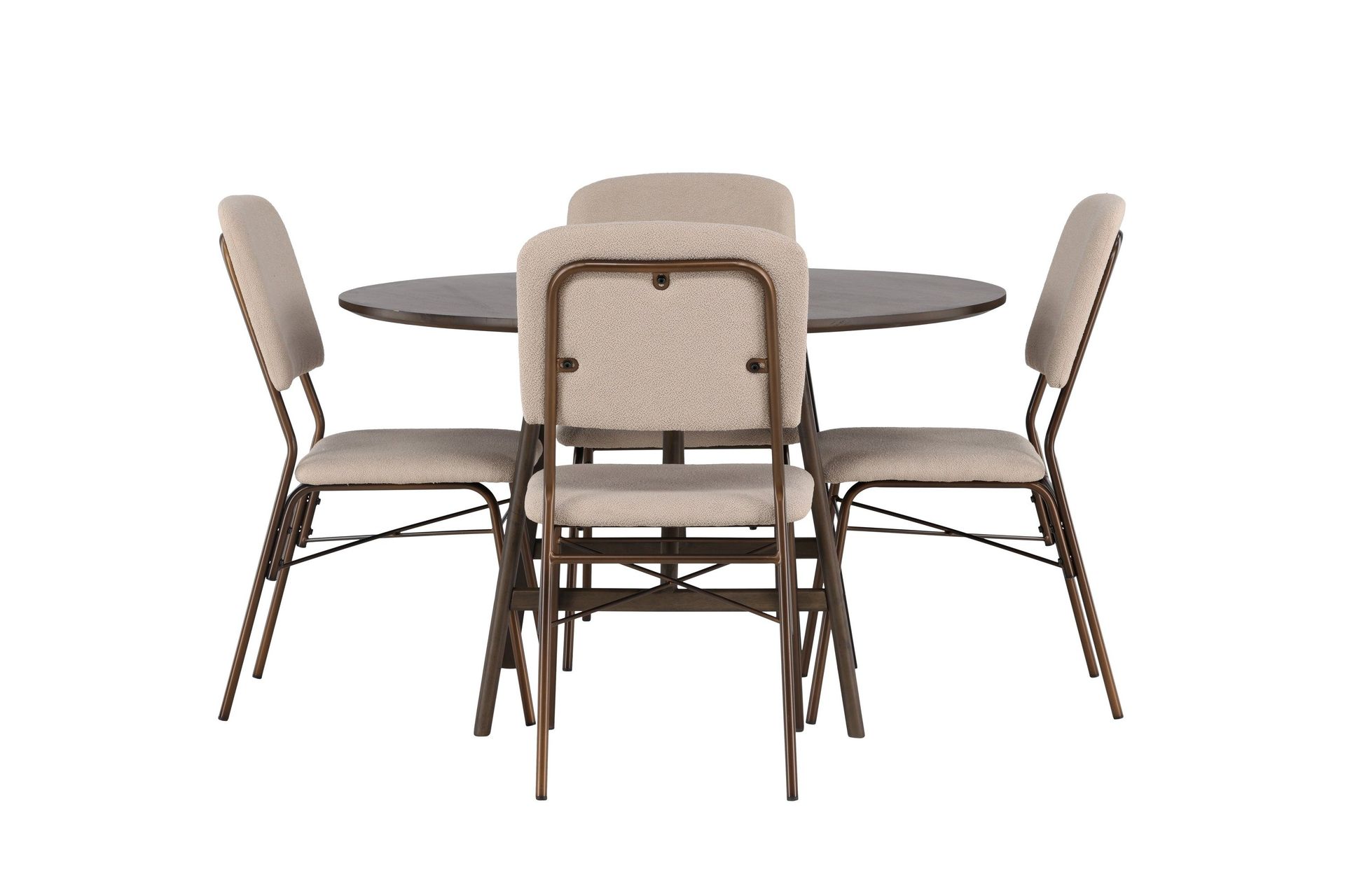 Kaseidon Matgrupp 100 cm Rund med 4 Seda stolar - Beige