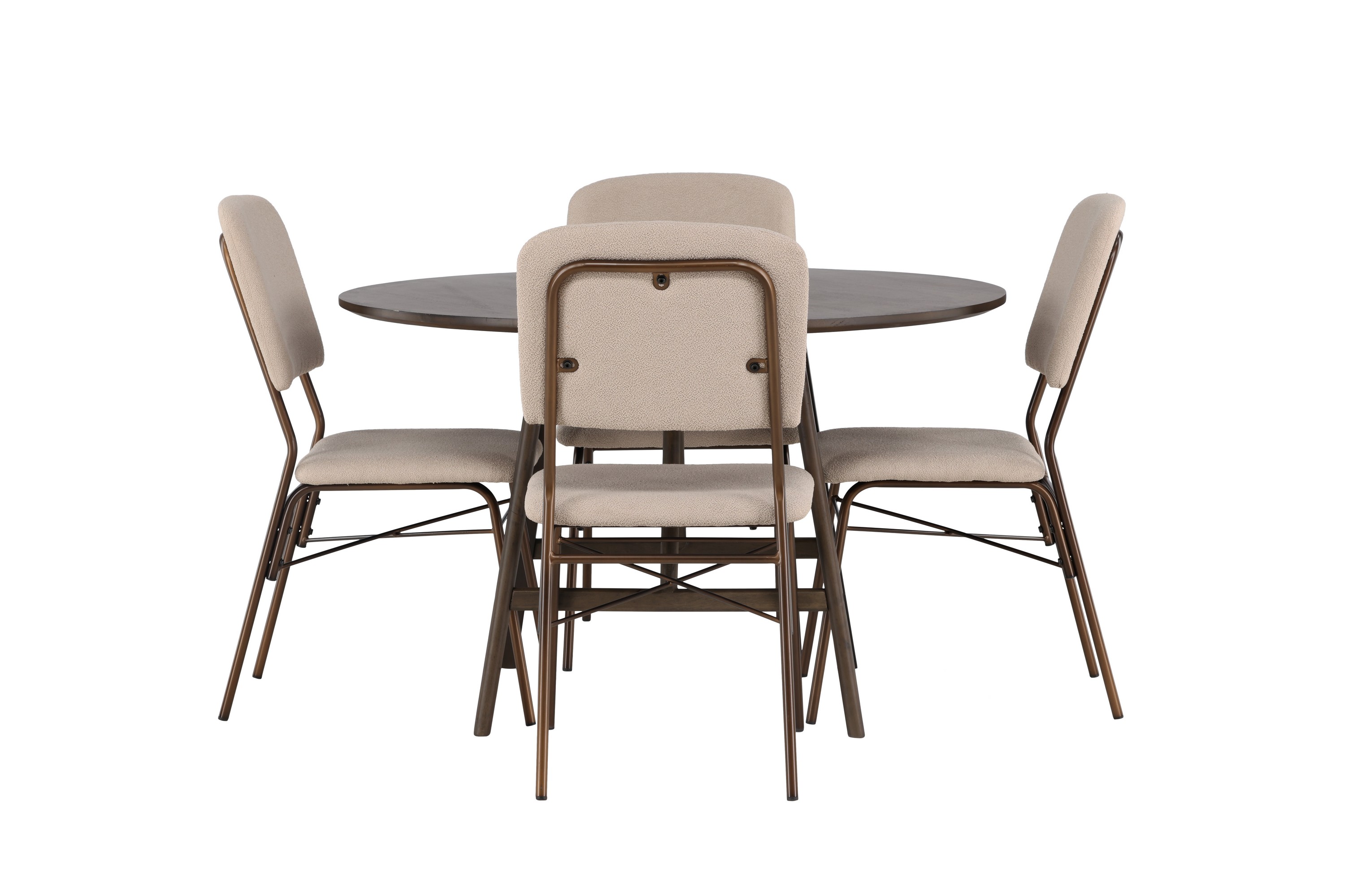 kaseidon matgrupp 100 cm rund med 4 seda stolar - beige