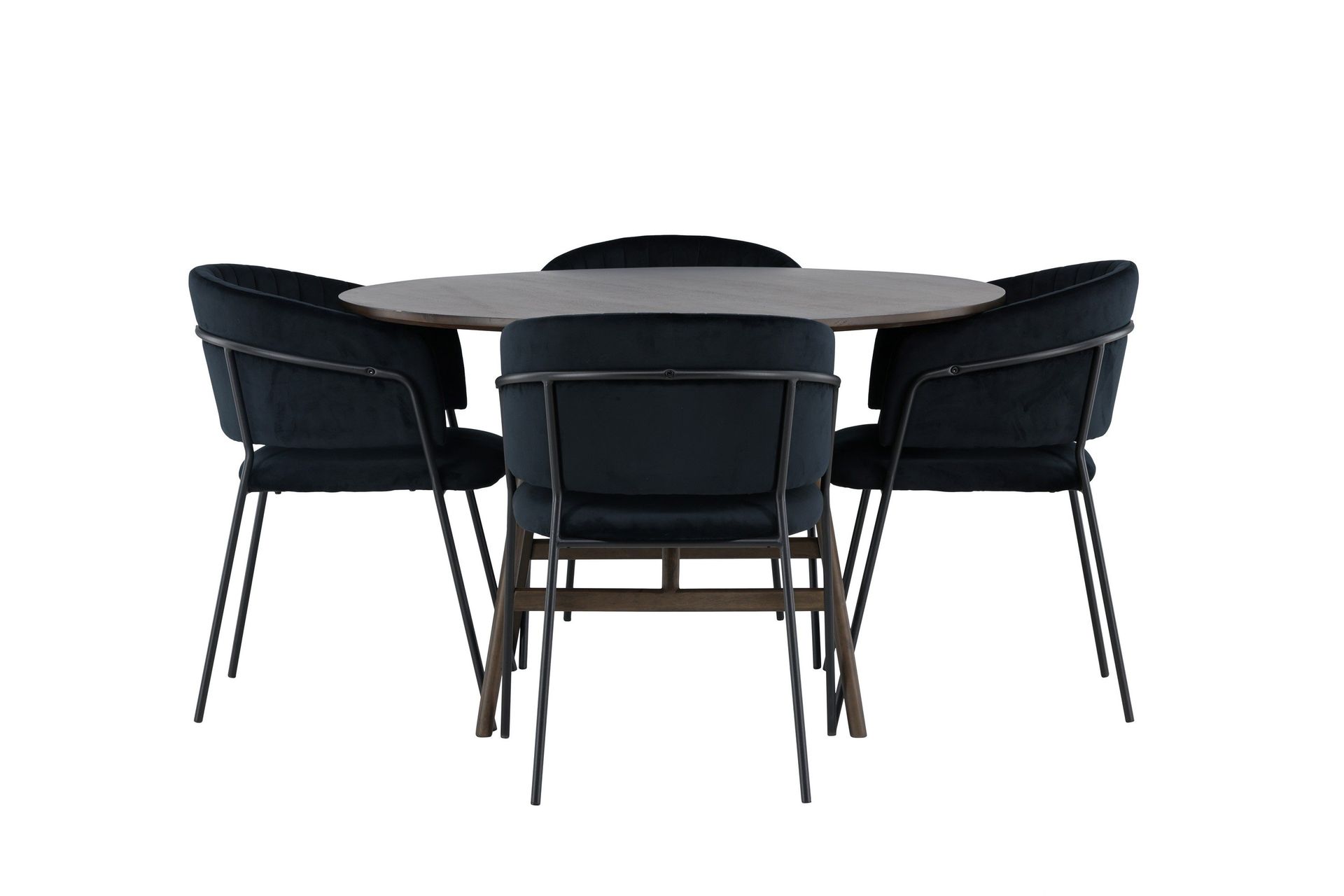 Kaseidon Matgrupp 100 cm Rund med 4 Selma Stolar - M&ouml;rkbrun