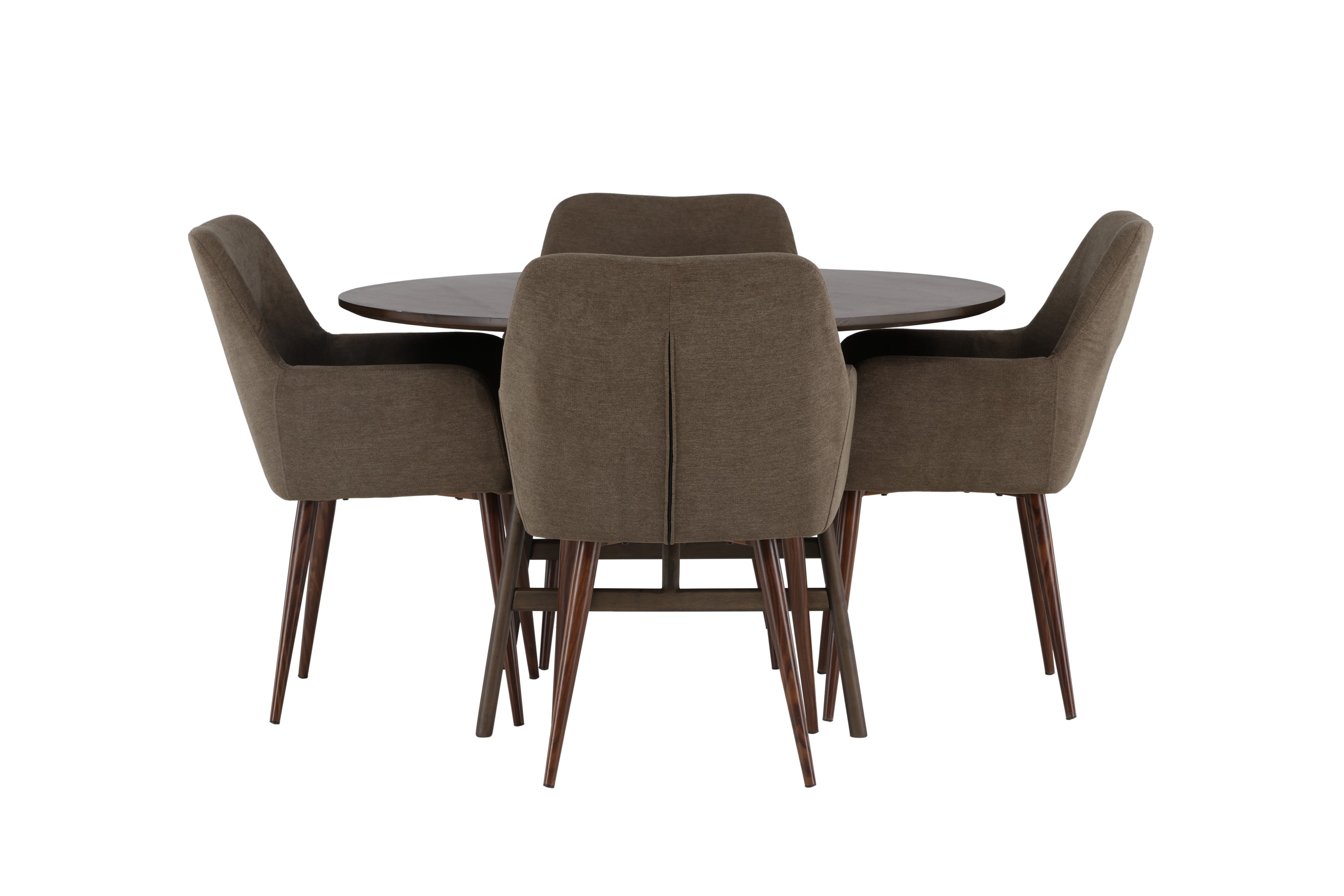 kaseidon matgrupp 100 cm rund med 4 tomorrow stolar - brun