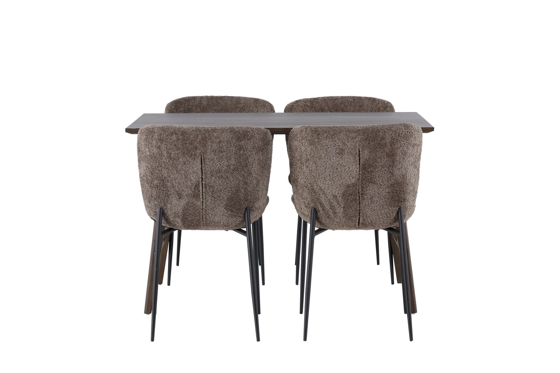 Kaseidon Matgrupp 120 cm Rektangul&auml;r med 4 Modesto stolar - M&ouml;rkbrun