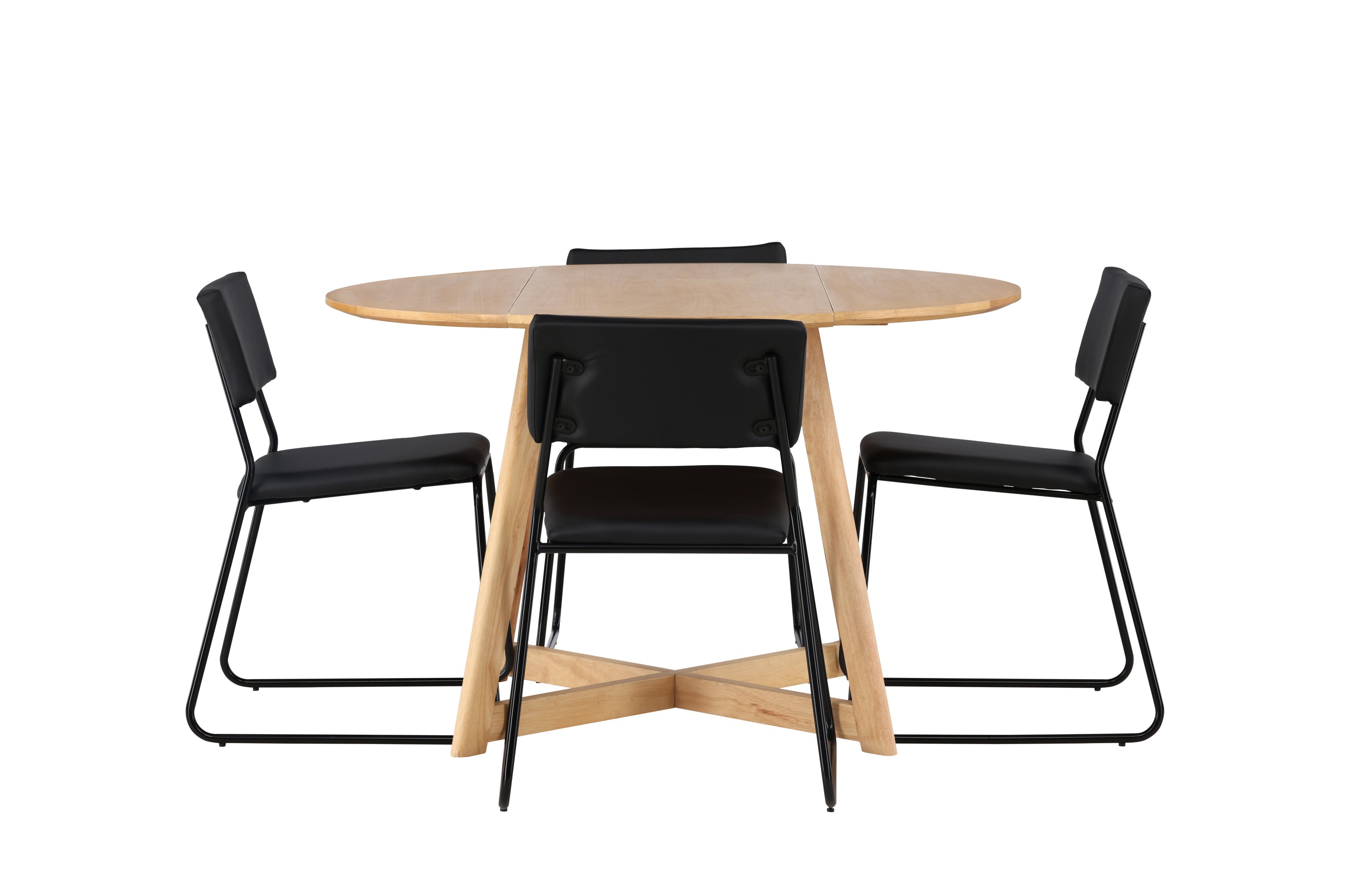 Kenth Matgrupp 120 cm Rund med 4 Kenth Stolar Svart