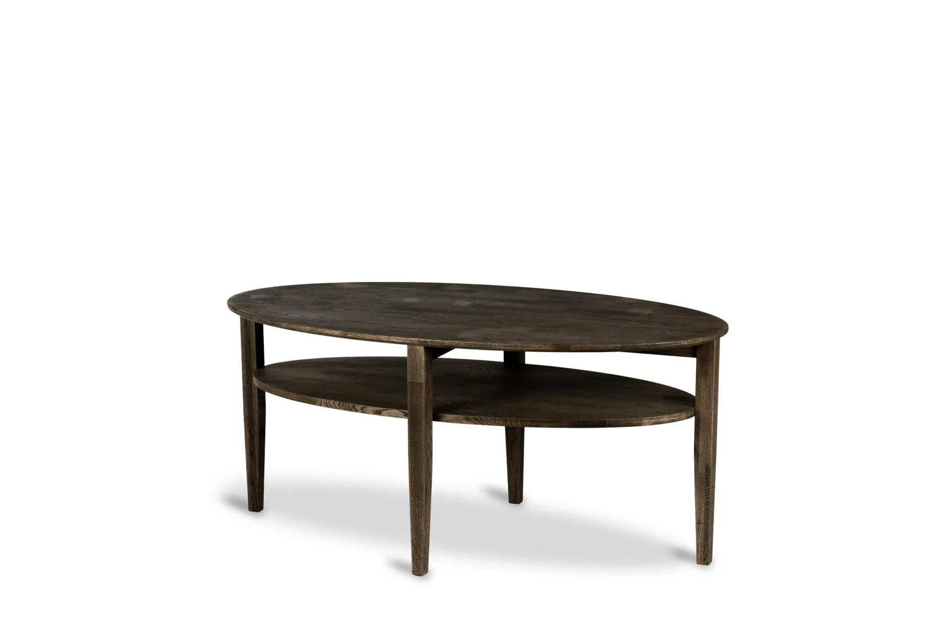 Kenton Ovalt Soffbord 130x70 cm i massivt tr&auml; - M&ouml;rkbrun