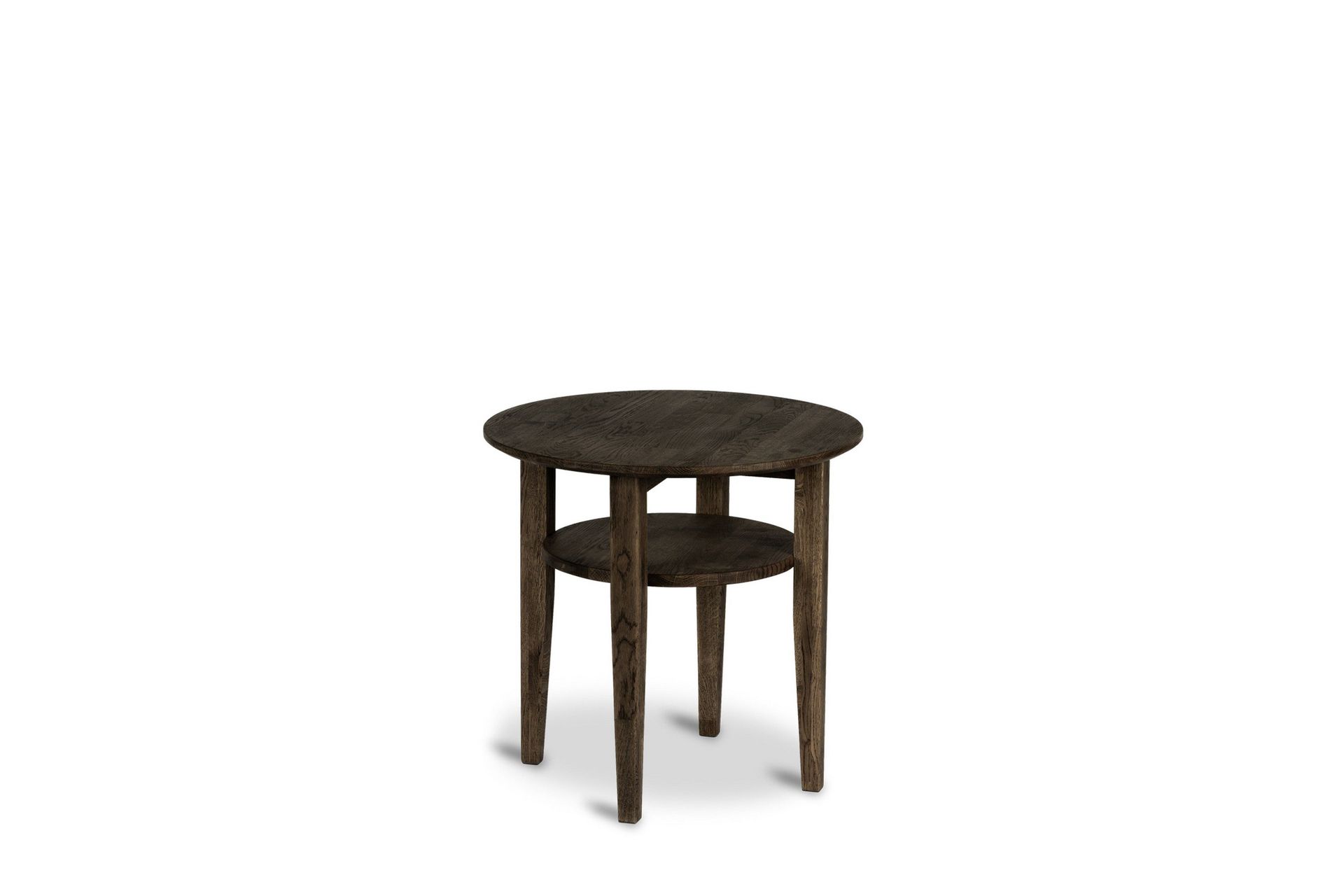 Kenton Runt Soffbord 60 cm i massivt tr&auml; - M&ouml;rkbrun