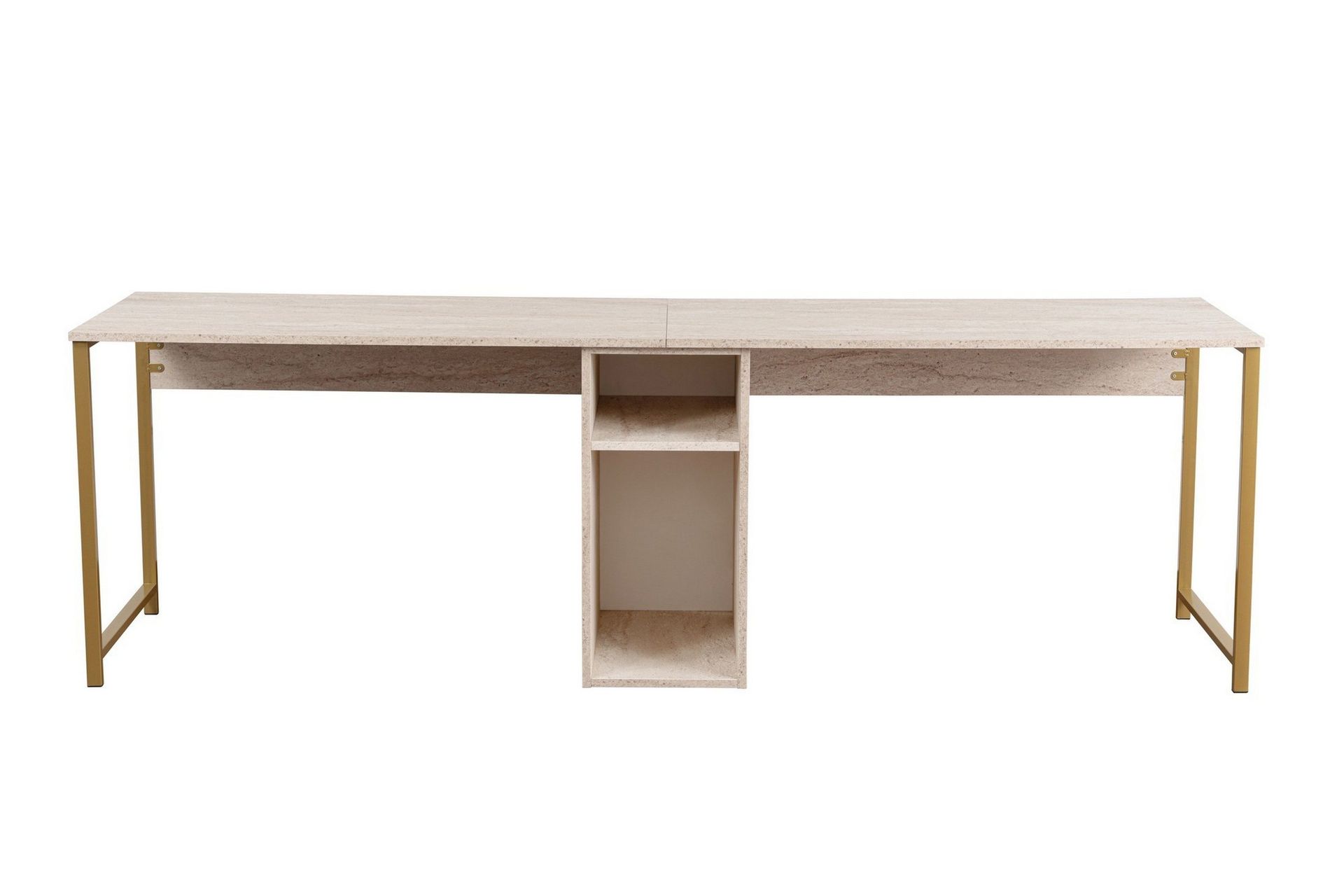 Hu Skrivbord 60x240 cm - Beige/Guld