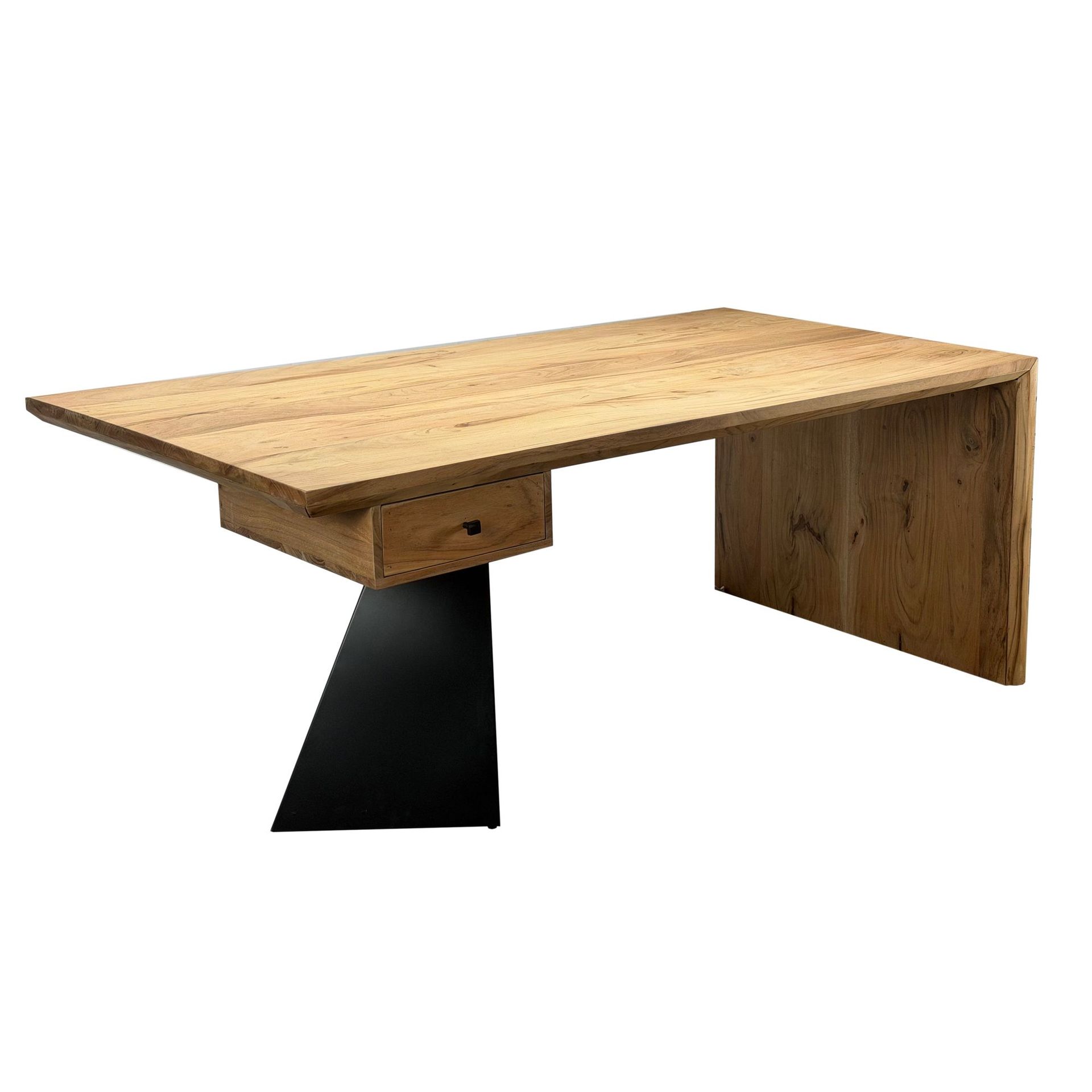 Ivoena Skrivbord 180 cm - Naturfärgad akacia/svart