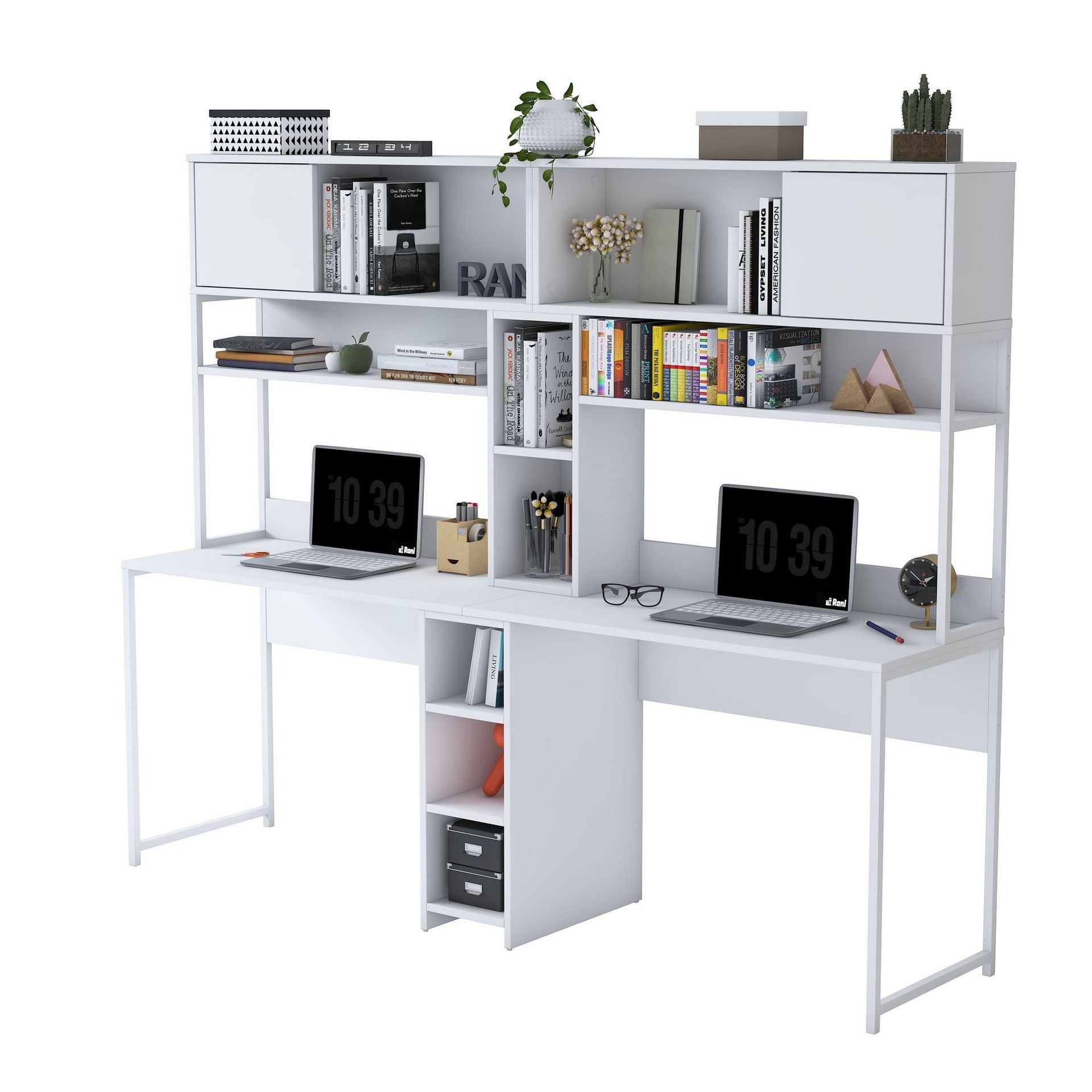 Sarnor Skrivbord 210x170,5x50 cm - Vit