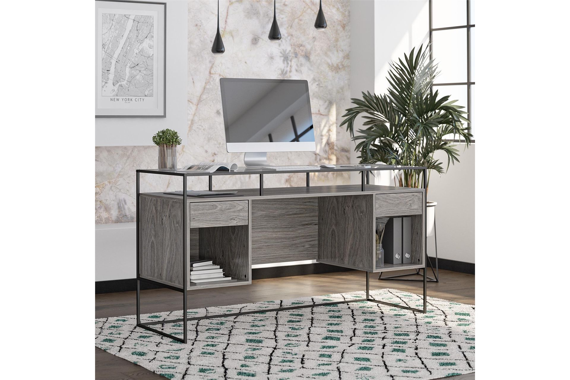 Bradford Skrivbord 141 cm Gr&aring; - Queer Eye