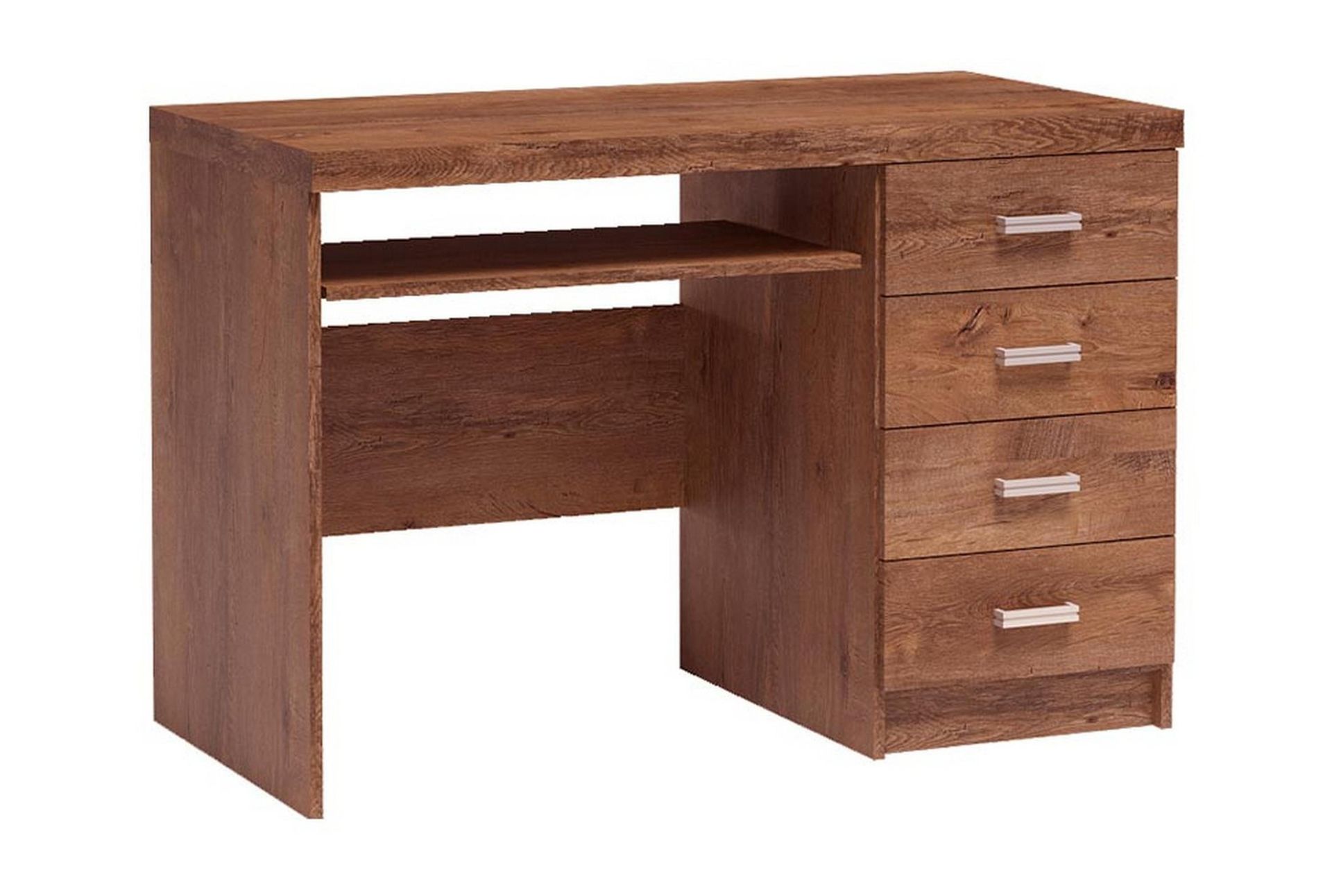 Castillia Skrivbord 120 cm med Förvaring 4 Lådor + Hylla - Ljus Ask