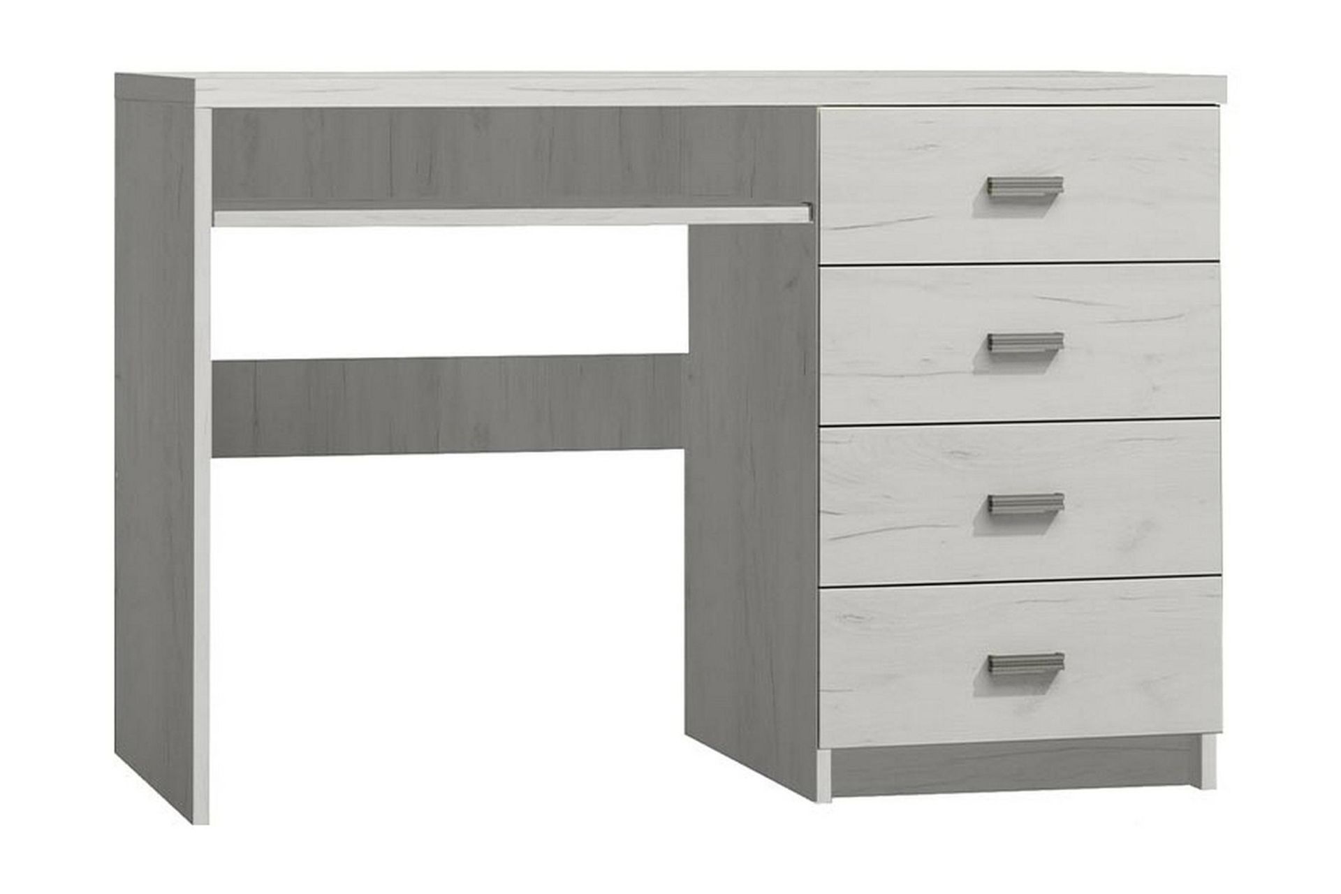 Castillia Skrivbord 120 cm med Förvaring 4 Lådor + Hylla - Vit