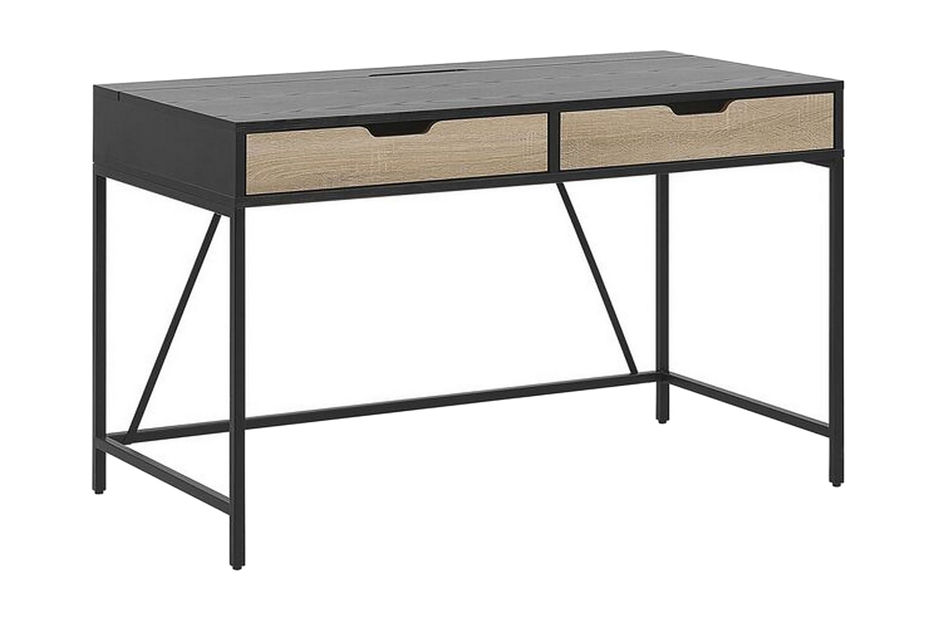 Cebolleros Skrivbord 120 cm med Förvaring 2 Lådor - Svart/Ljust Trä