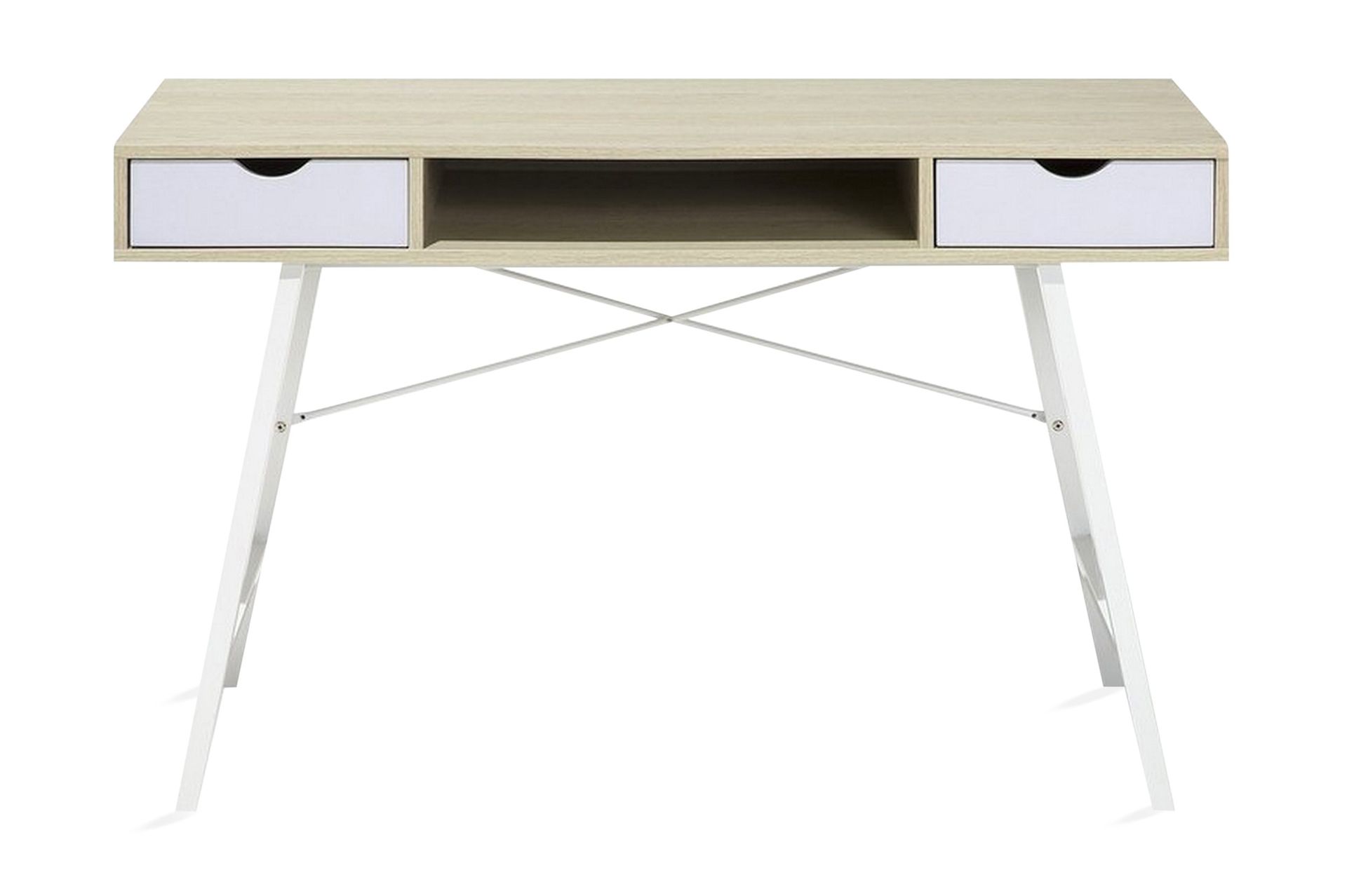 Clarita Skrivbord 120 cm med F&ouml;rvaring Hylla + 2 L&aring;dor - Tr&auml;/Natur