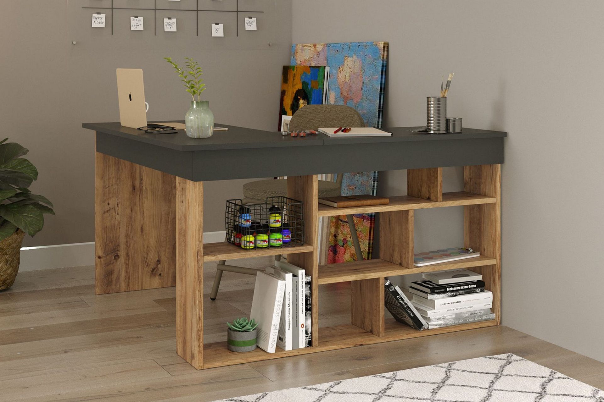 Dalran Skrivbord 129 cm - Natur/Svart