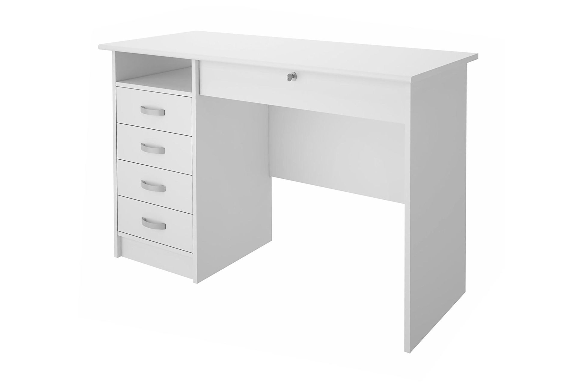 Function Skrivbord 109 cm med F&ouml;rvaring L&aring;dor + Hylla - Vit