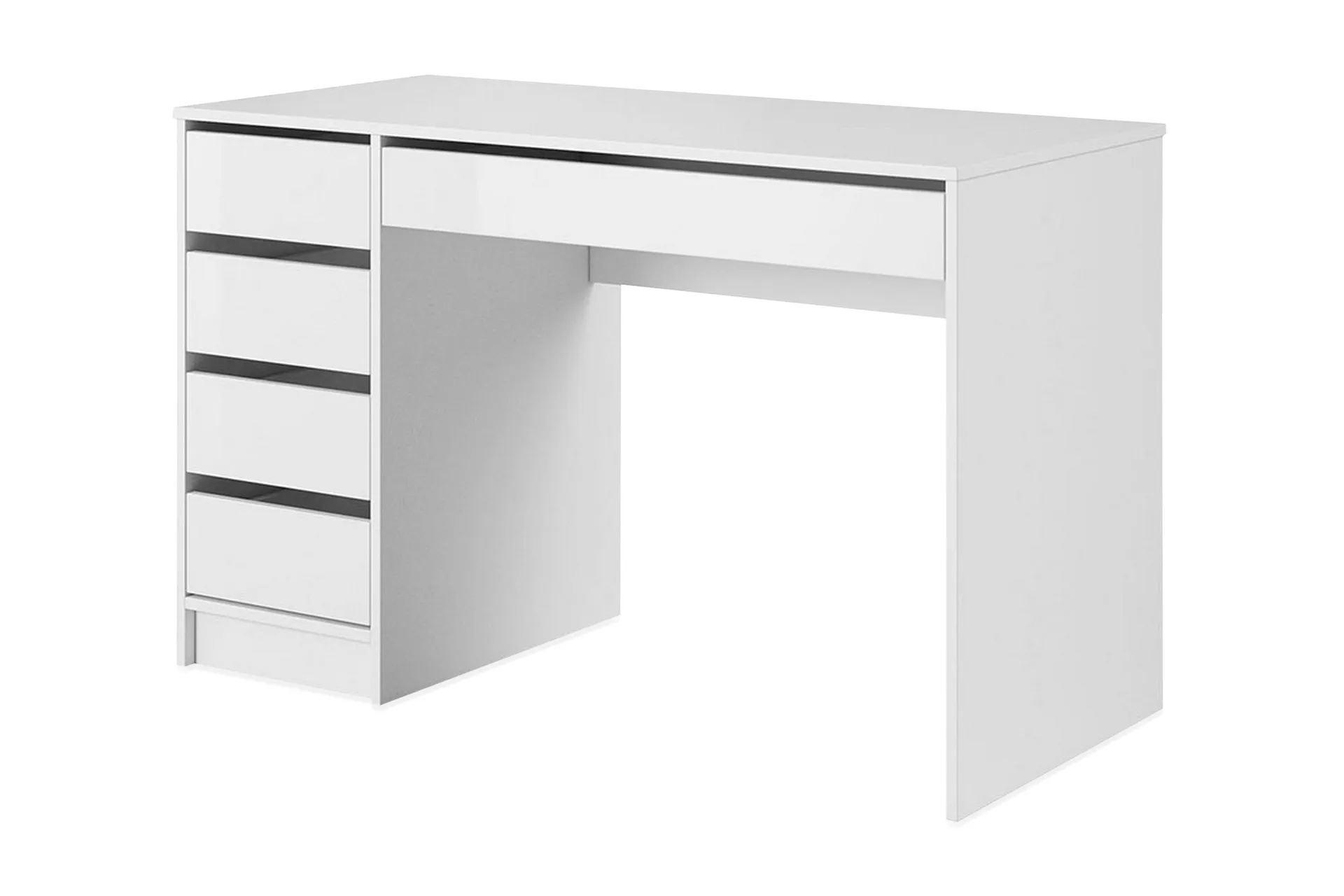 Harland Skrivbord 120 cm med 5 Förvaringslådor - Vit / Vit Högglans