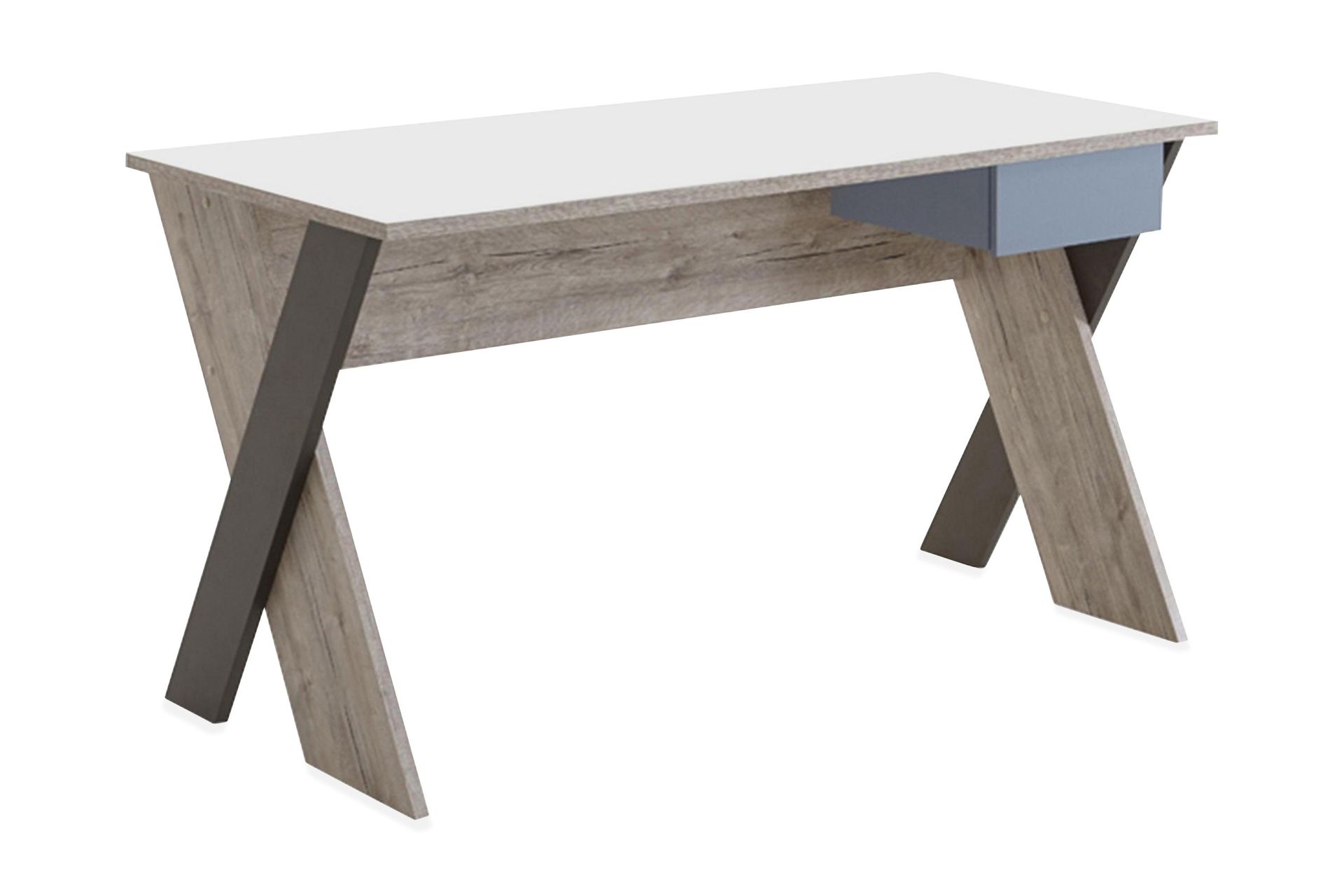 Hawley Skrivbord 135 cm med F&ouml;rvaring L&aring;da - Beige/Gr&aring;
