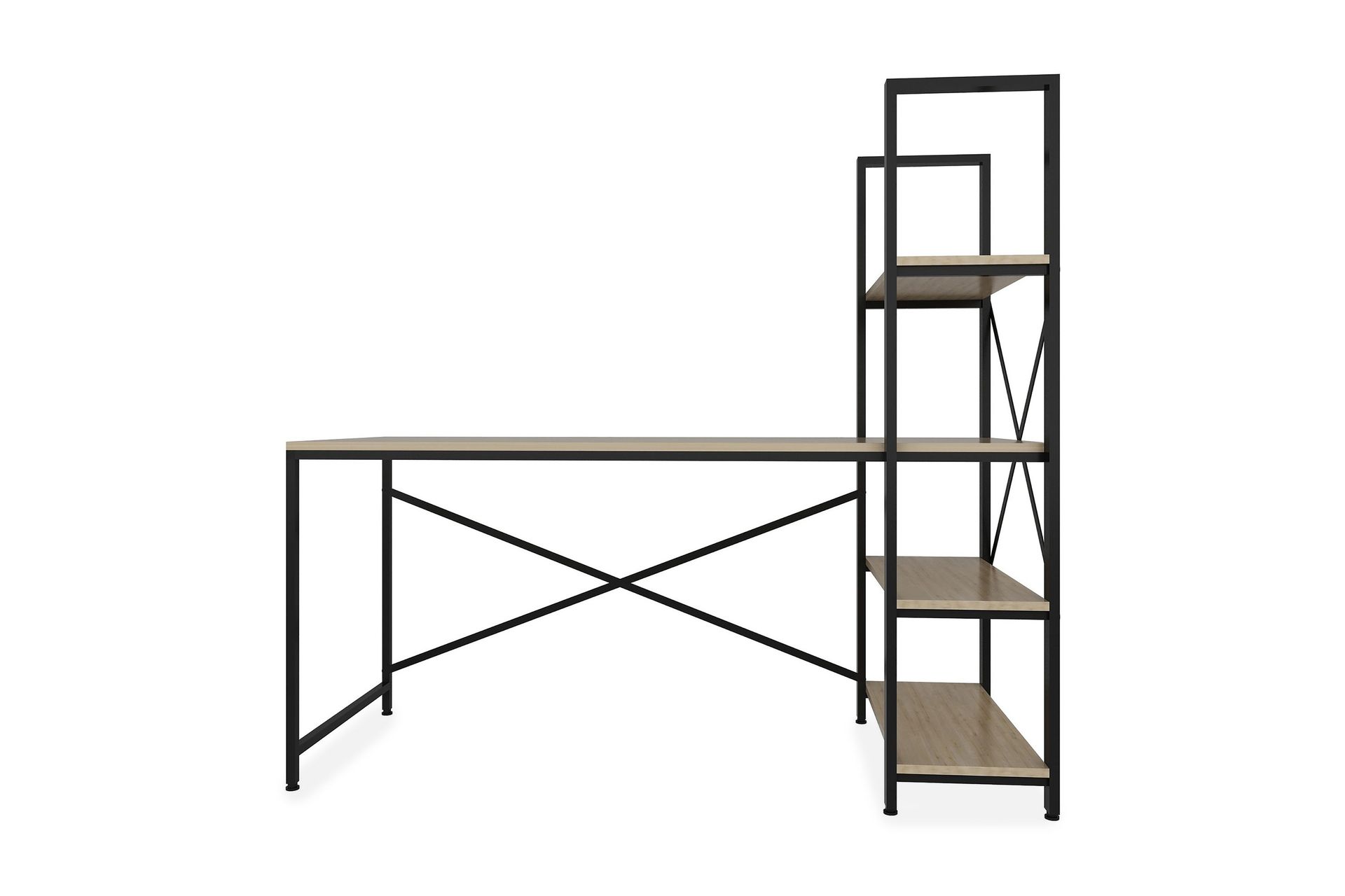 Hejde Skrivbord 160 cm med Förvaring Hyllor - Brun/Svart