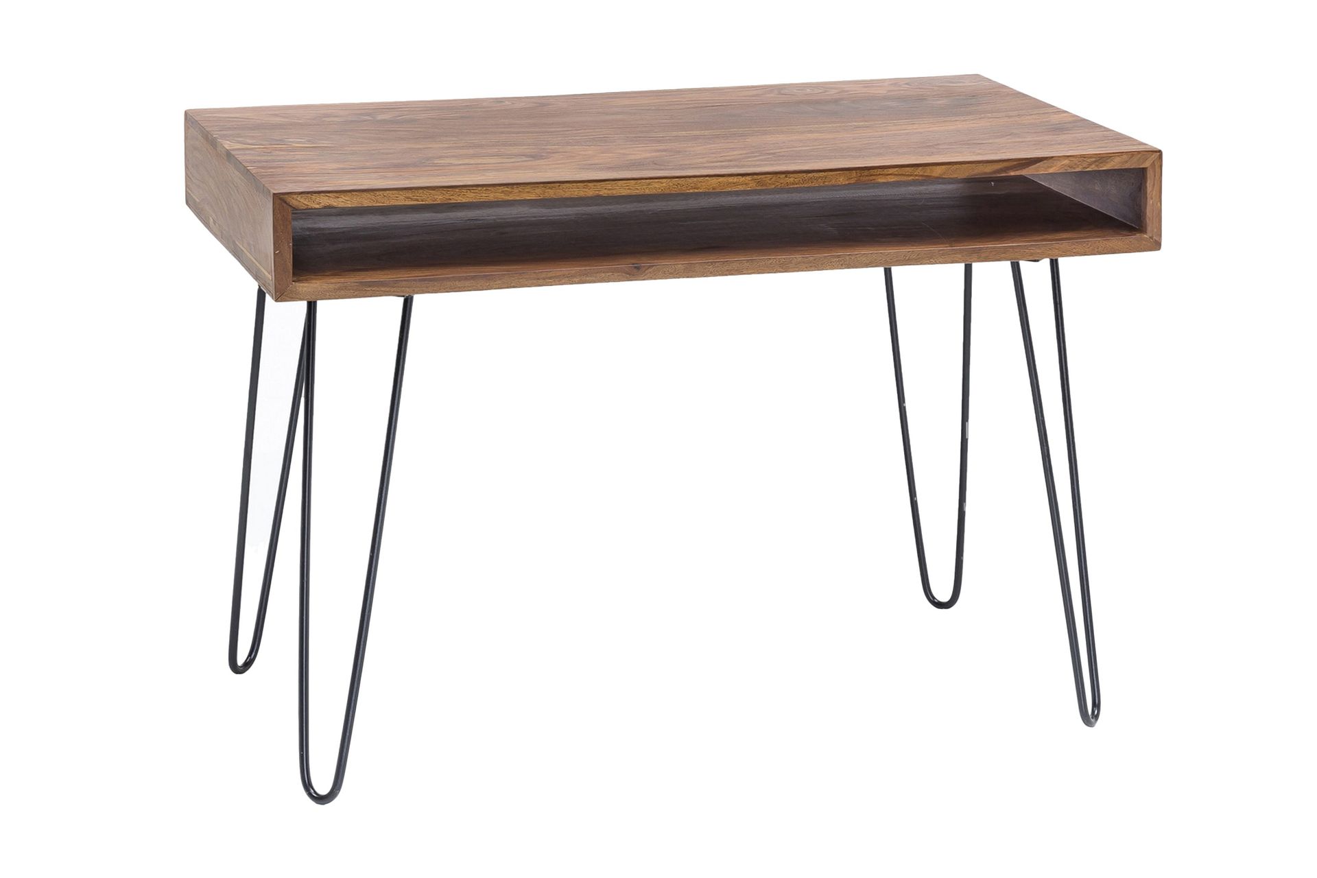 Langner Skrivbord 110 cm med F&ouml;rvaring Hylla - Massivt Tr&auml;/Svart