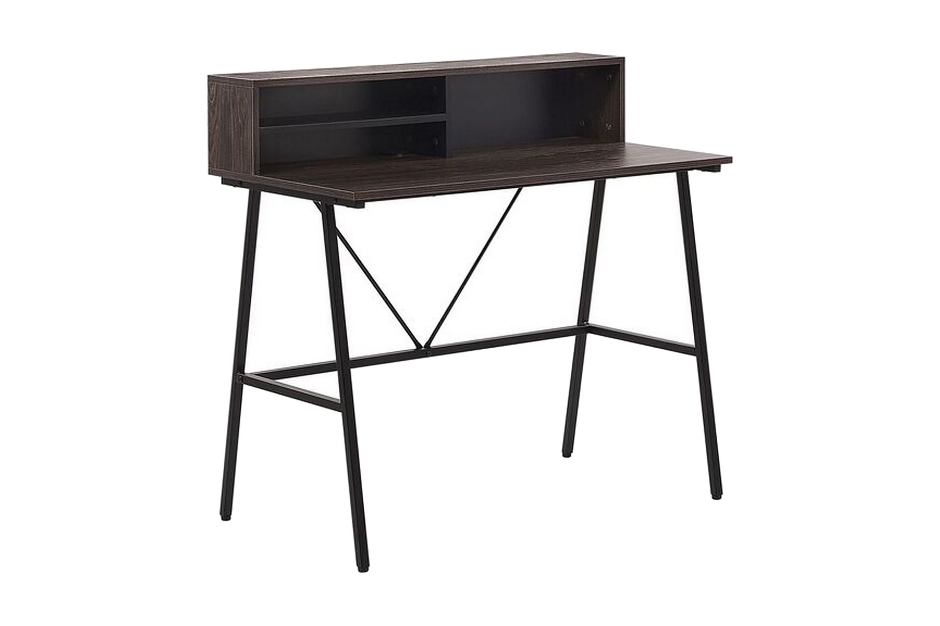 Mekesha Skrivbord 100 cm med Förvaring Hyllor - Mörkbrun