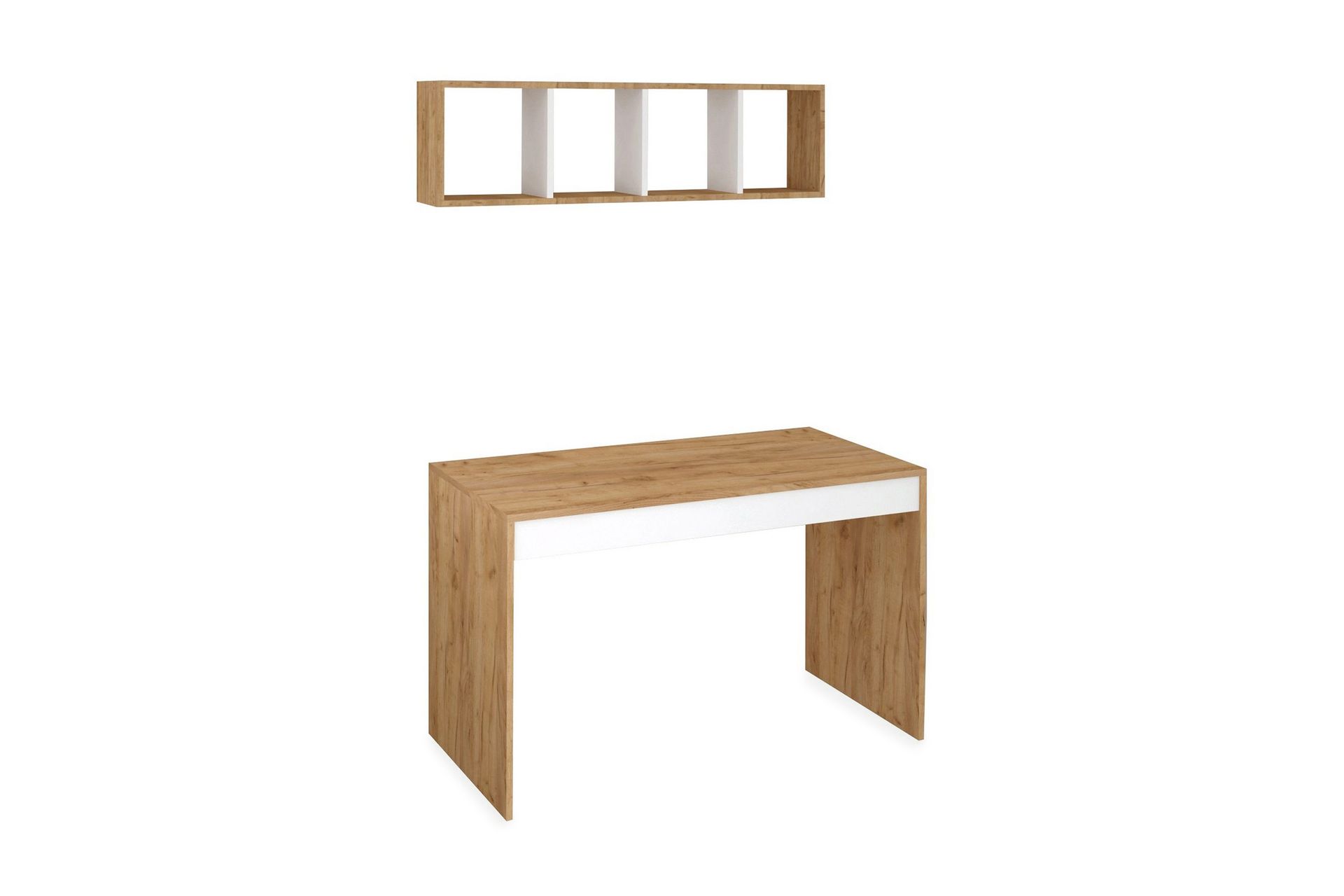 Mod Design Skrivbord 120 cm med Förvaring Vägghylla - Trä/Vit