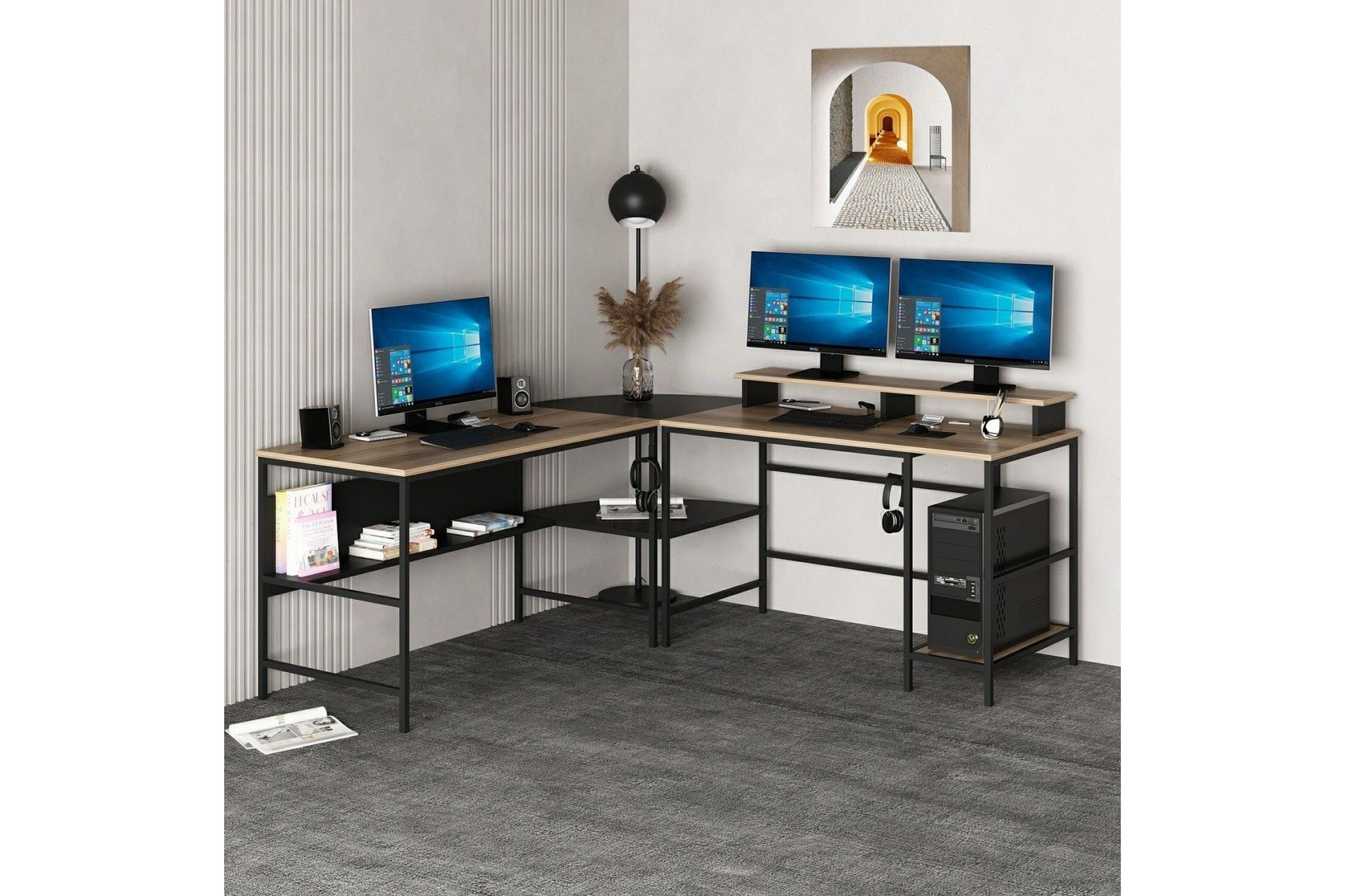 Nafe H&ouml;rnskrivbord - Guld/Svart