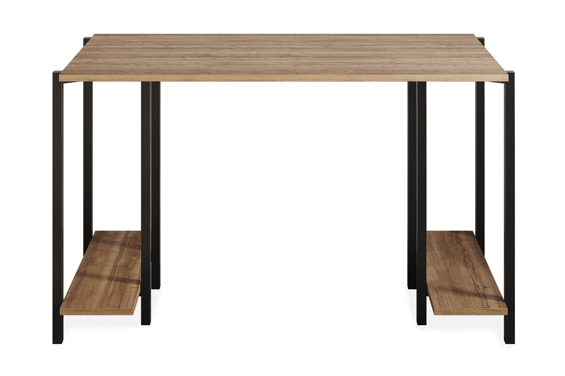 Pinnarp Skrivbord 125 cm med F&ouml;rvaring 2 Hyllor - Natur/Svart