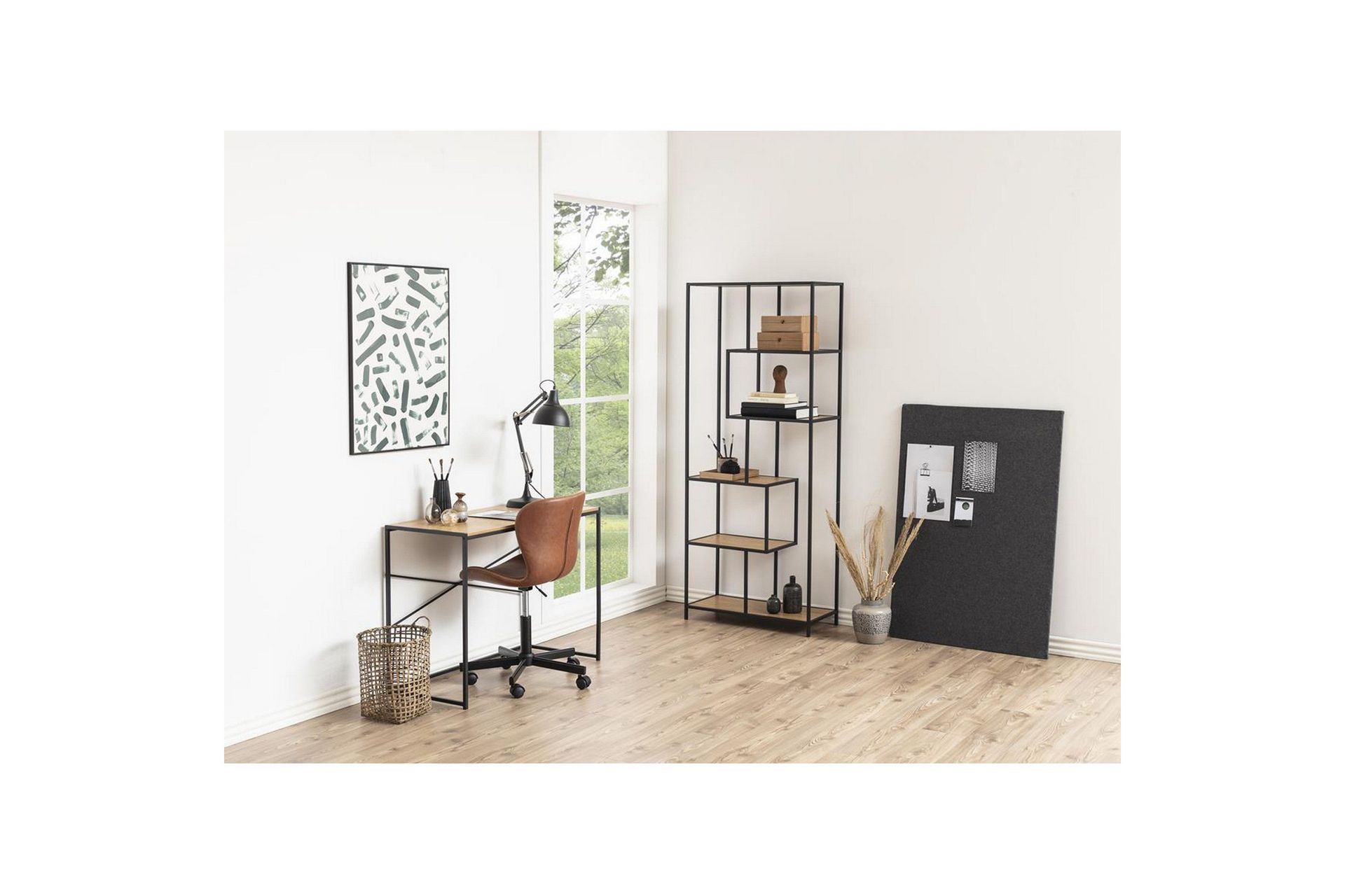 seaford skrivbord 100x45x75 cm ek/svart -