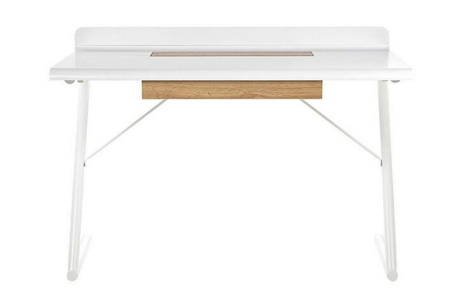 Skrivbord 120 x 60 cm vit/ljust tr&auml; FOCUS - Vit