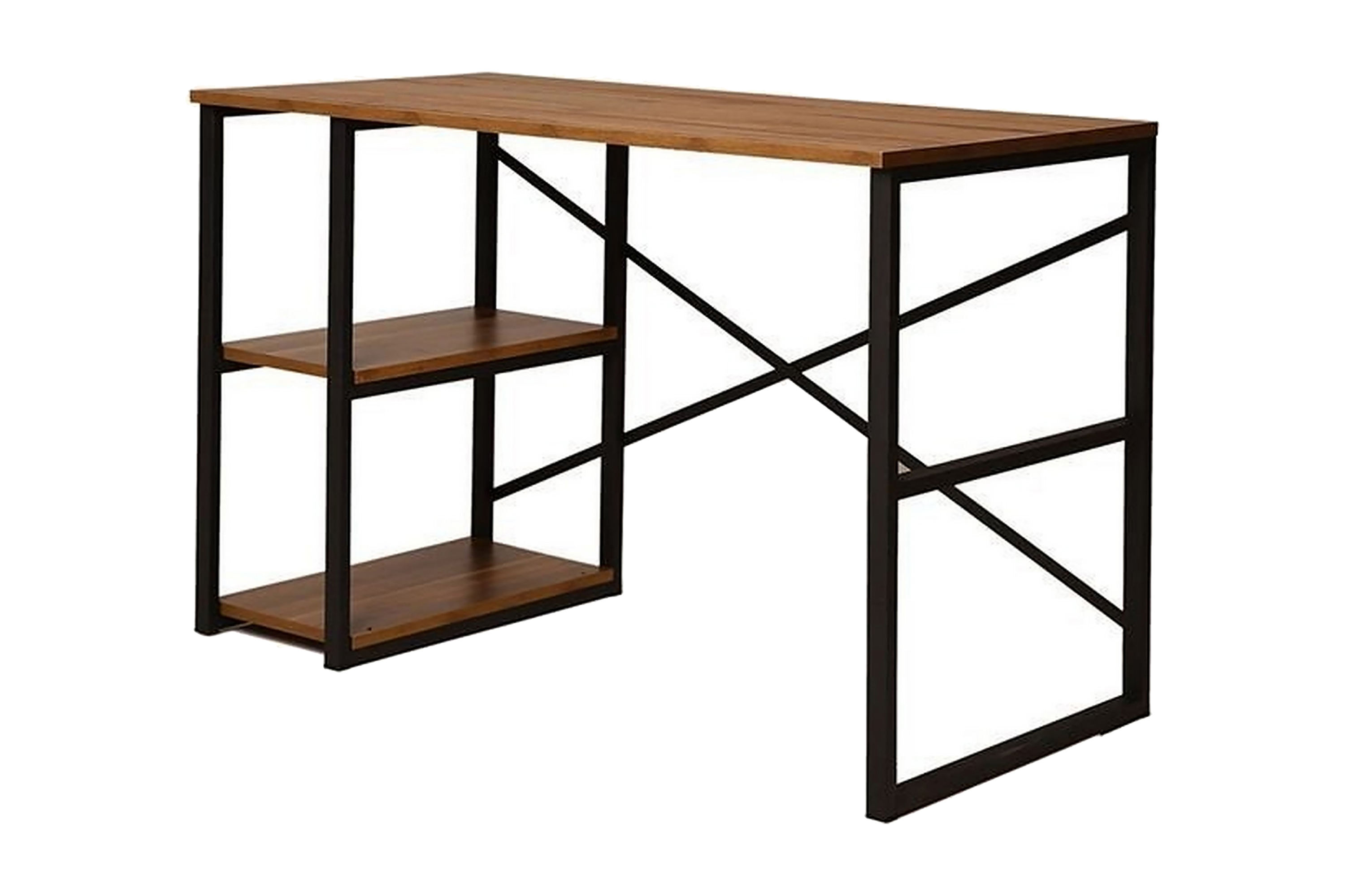 Skrivbord Aizpute 120 cm med Förvaring Hylla Natur/Svart