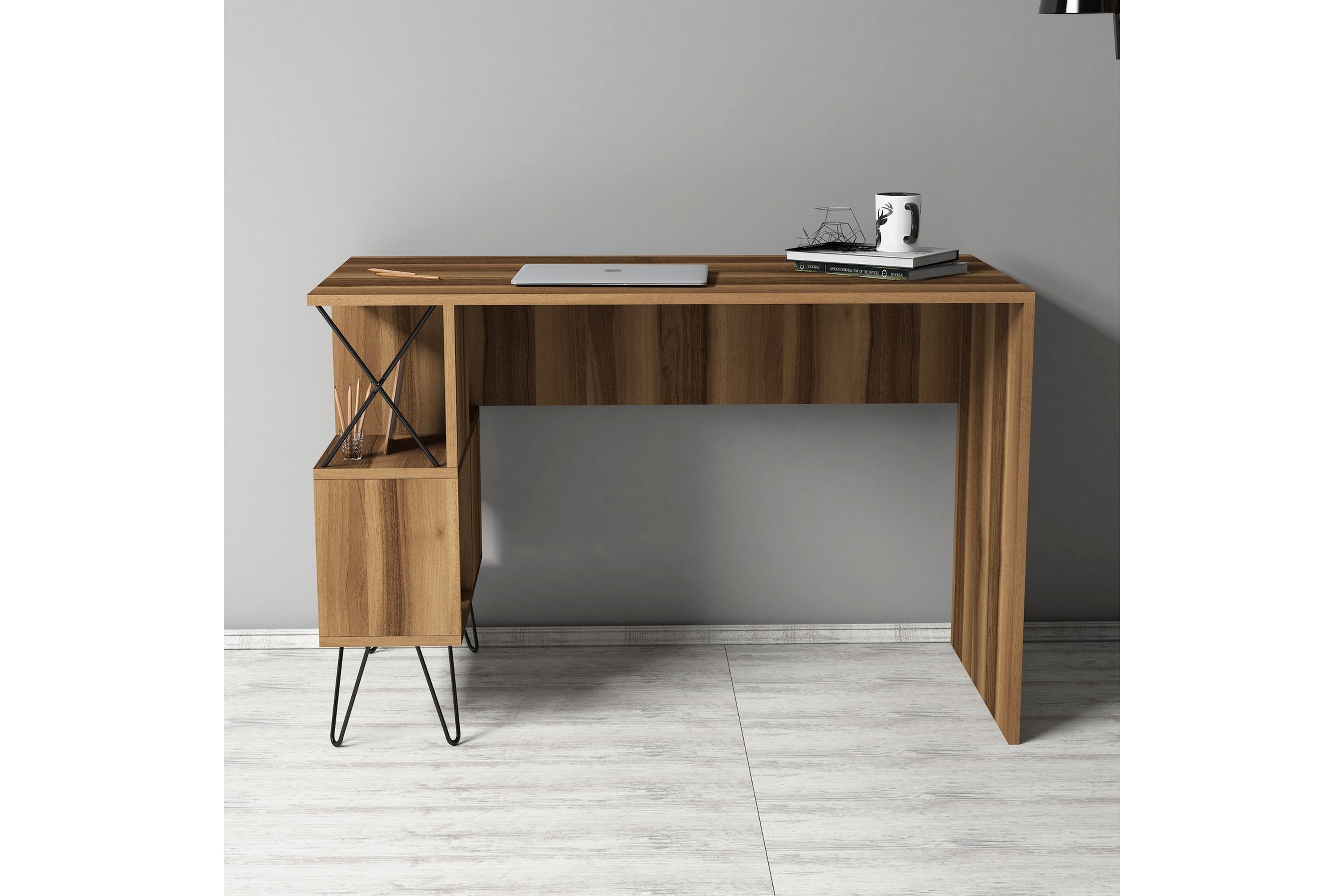 Skrivbord Amtorp 120 cm med Förvaring Hylla Brun/Svart