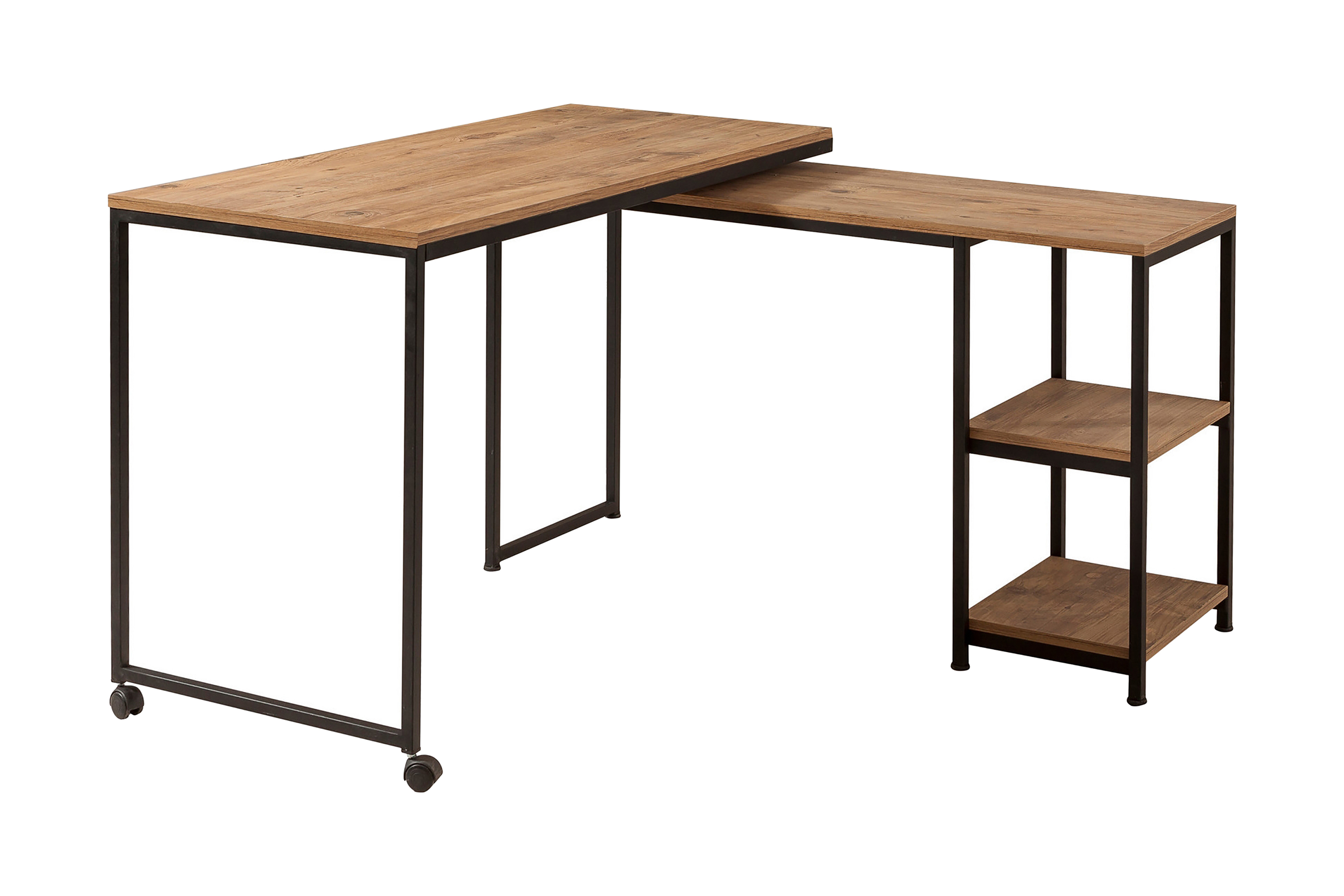 Skrivbord Berat 127 cm med Förvaring Hyllor Natur/Svart