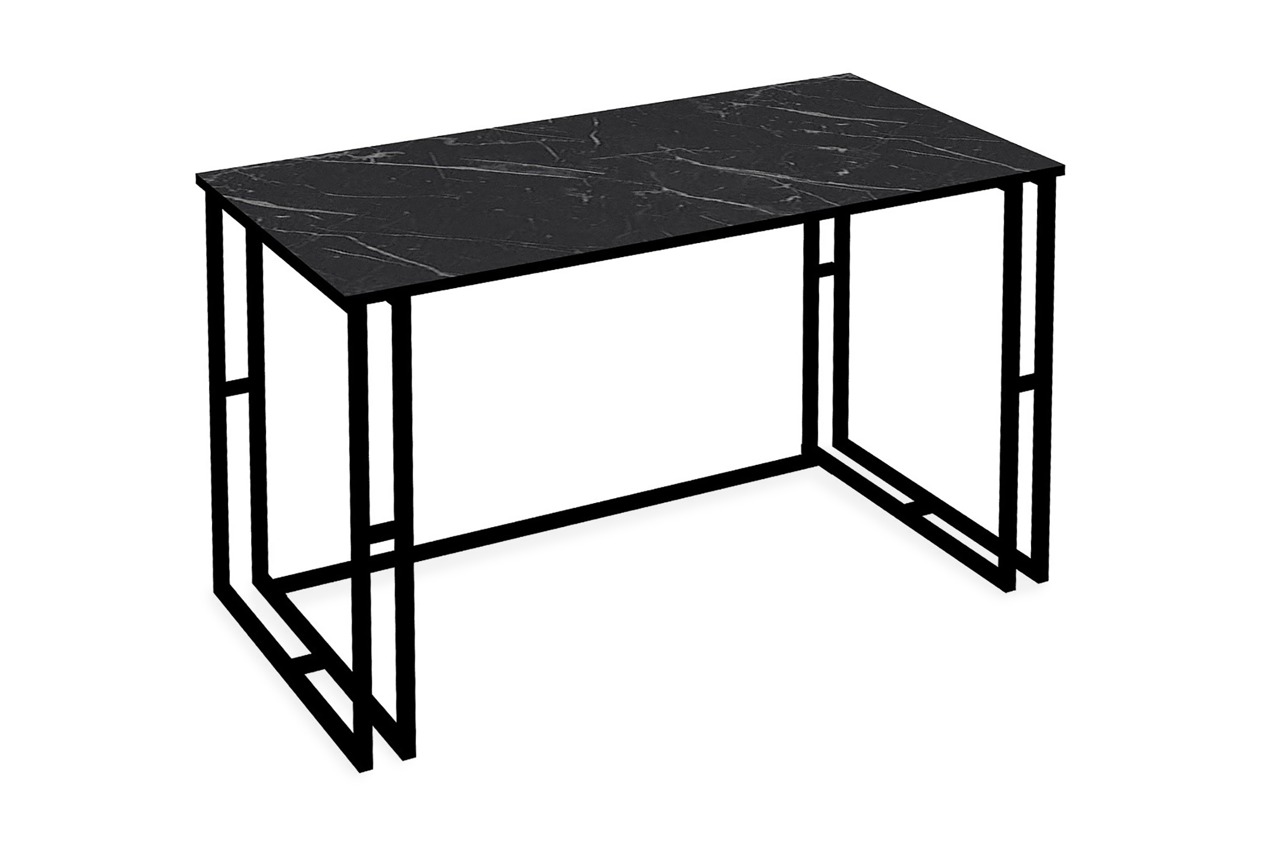 skrivbord blista 120 cm marmormönster - svart