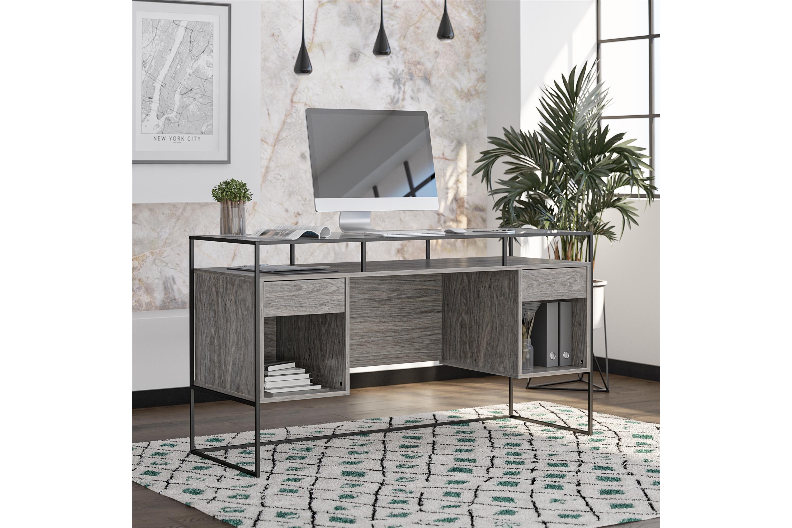 skrivbord bradford 141 cm grå - queer eye