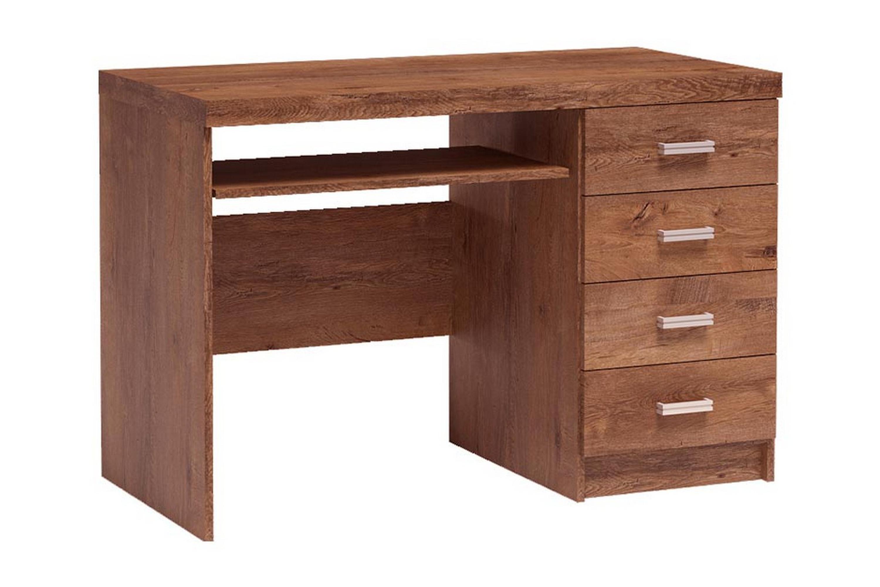 Skrivbord Chatard 120 cm med Förvaring 4 Lådor Hylla Ljus Ask