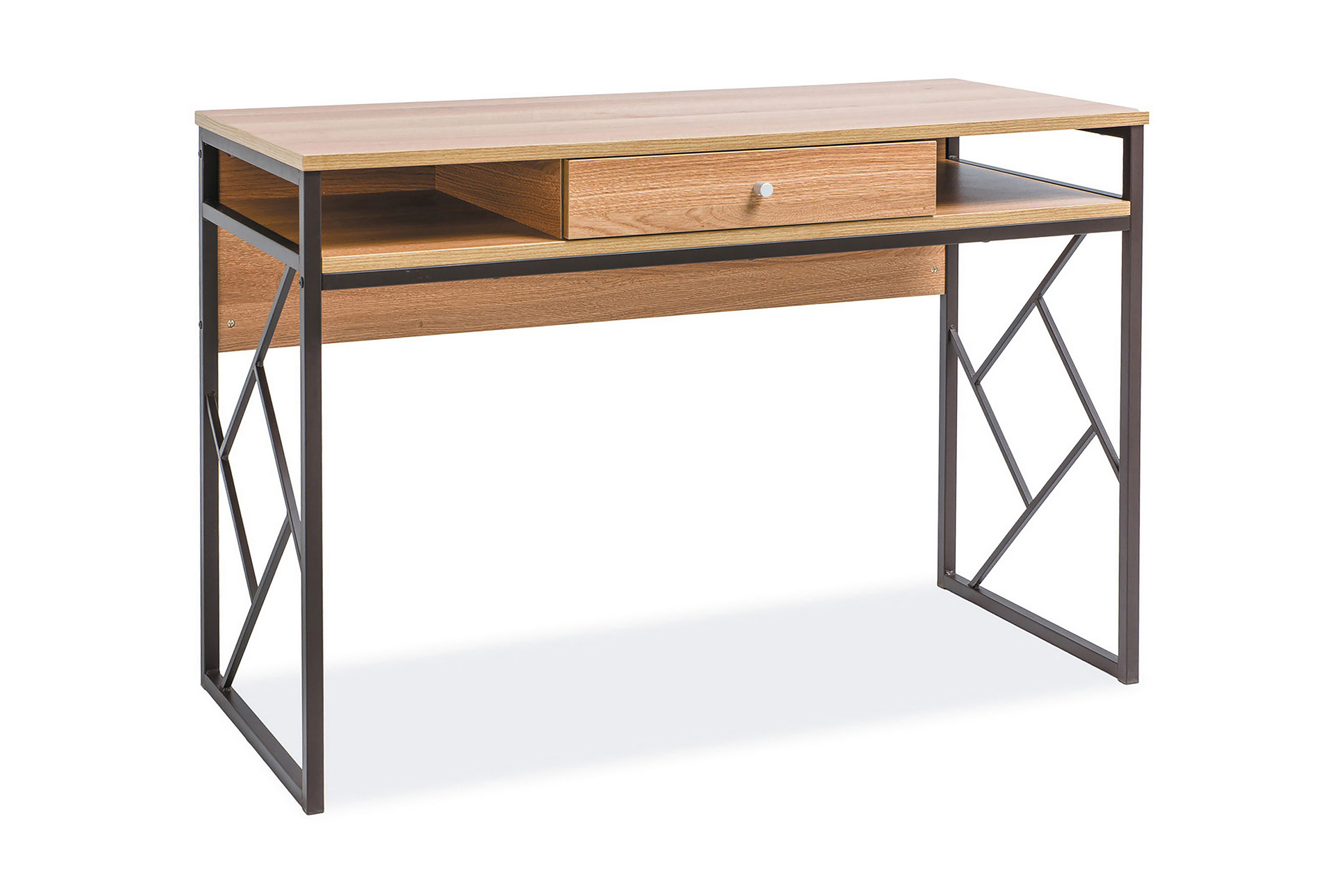 Skrivbord Corcega 110 cm med Förvaring Låda Hyllor Natur/Svart