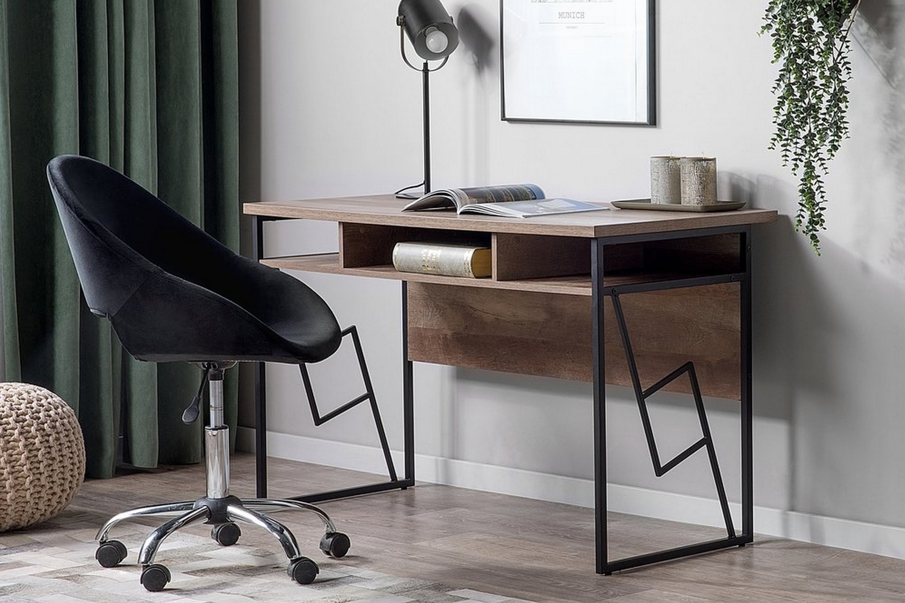 Skrivbord Forrieres 120 cm med Förvaring Hylla Mörkbrun/Svart