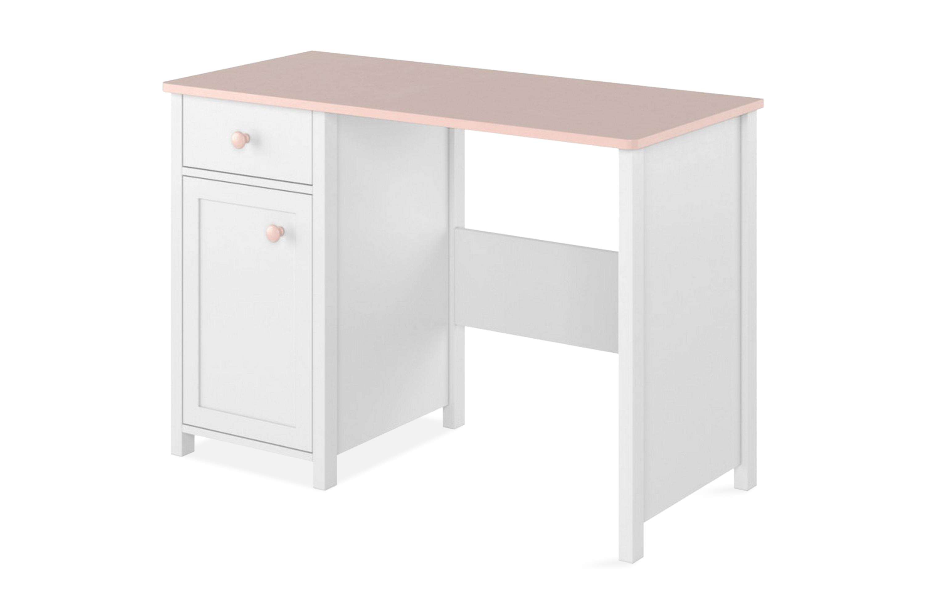 Skrivbord Laber 110 cm med Förvaring Låda Skåp Vit/Rosa