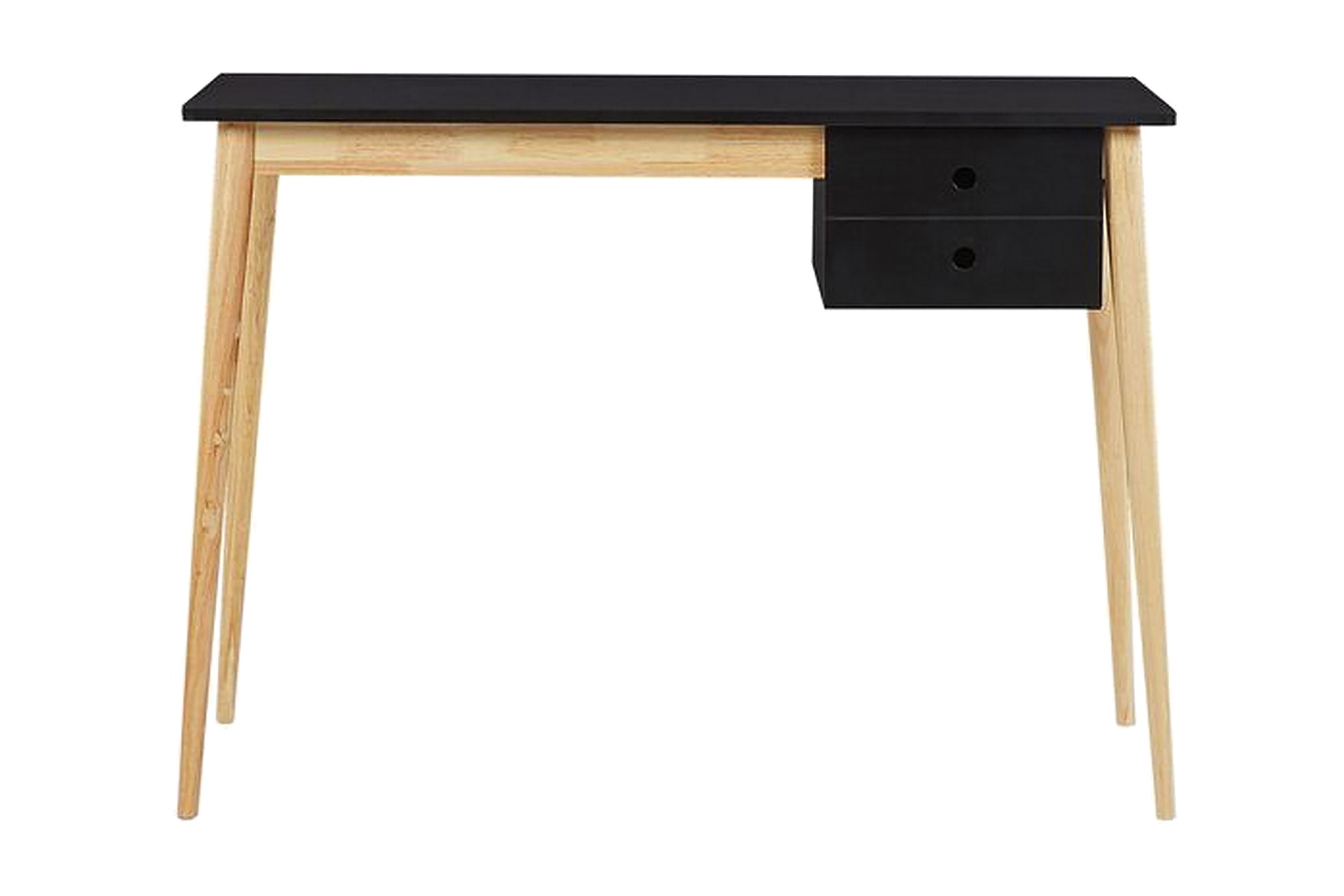 Skrivbord Margraten 106 cm med Förvaring 2 Lådor Svart/Ljusbrun