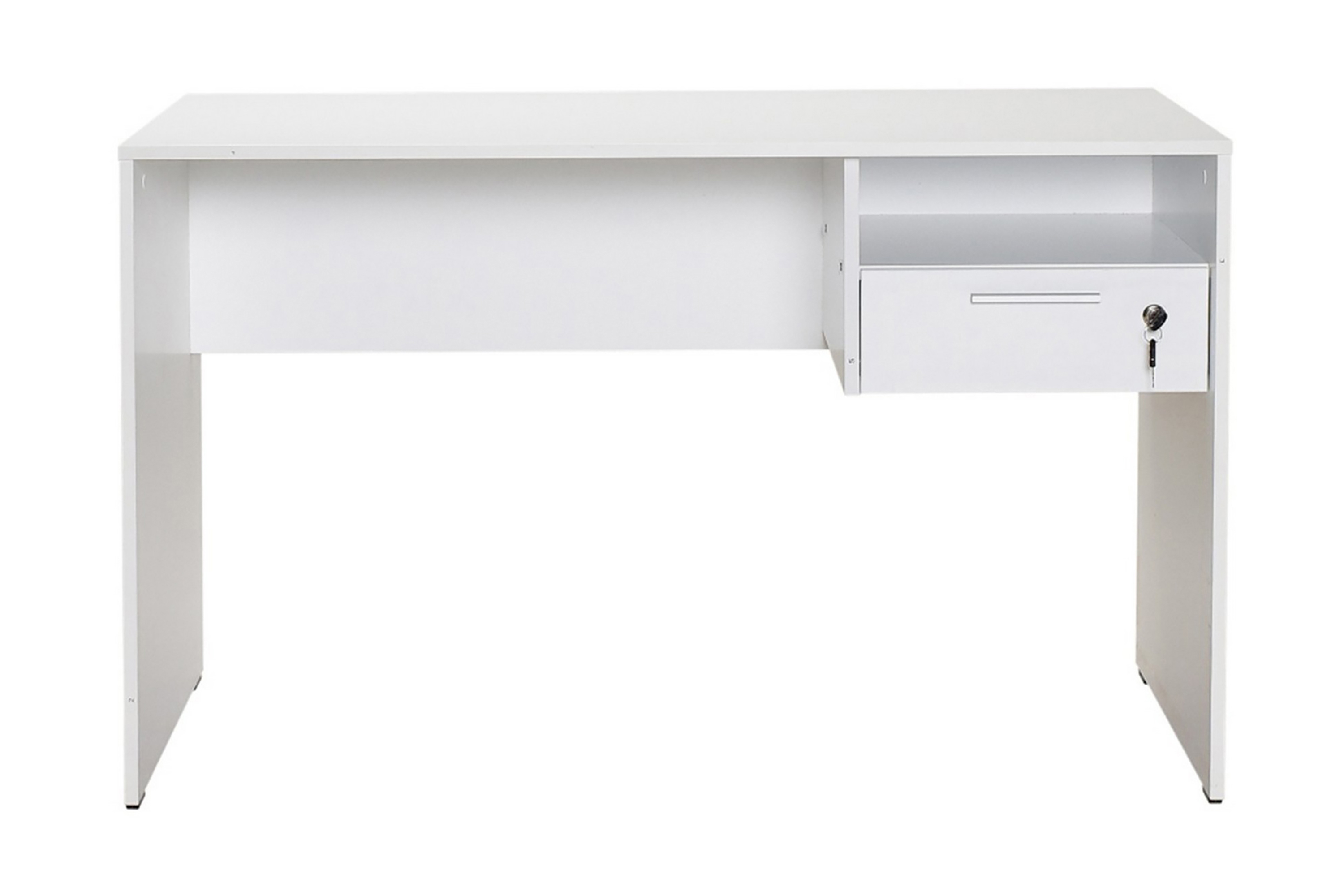 Skrivbord Mazirbe 120 cm med Förvaring Hyllor Låsbar Låda Vit